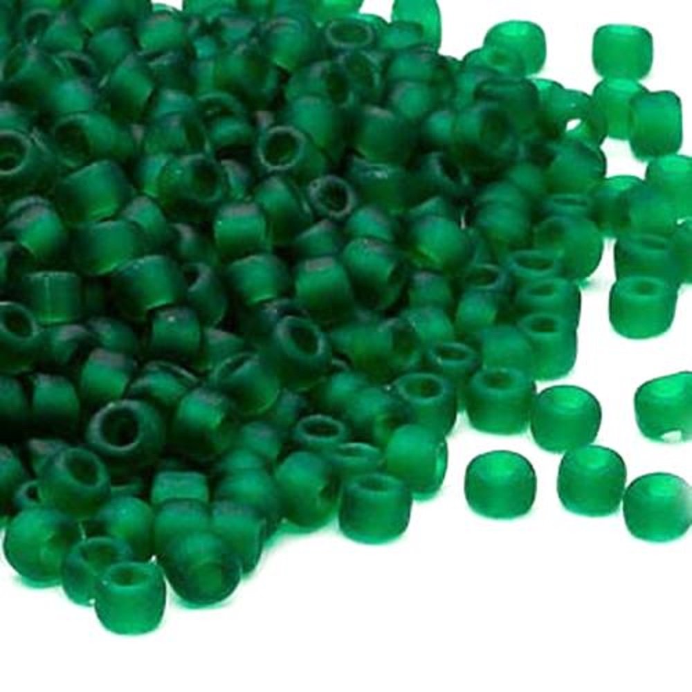 200 Matsuno 6/0 Glass Seed Beads - Frosted Translucent Emerald Green Inside Color for Jewelry Making, Beading Crafts, DIY Accessories, Bracelets, Necklaces, and Home Decor