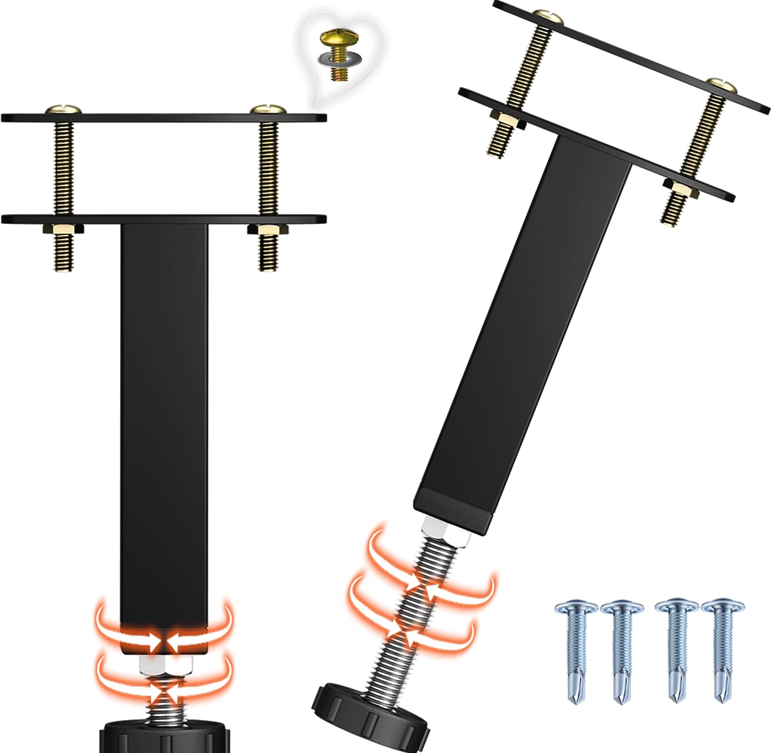 Adjustable Bed Support Legs 6.5-9 Inch Heavy Duty Risers - 2 Pack for Frames, Box Springs, Platform Beds & Slats - Easy Installation Black Metal - Perfect for Bed Height Adjustment & Underbed Storage