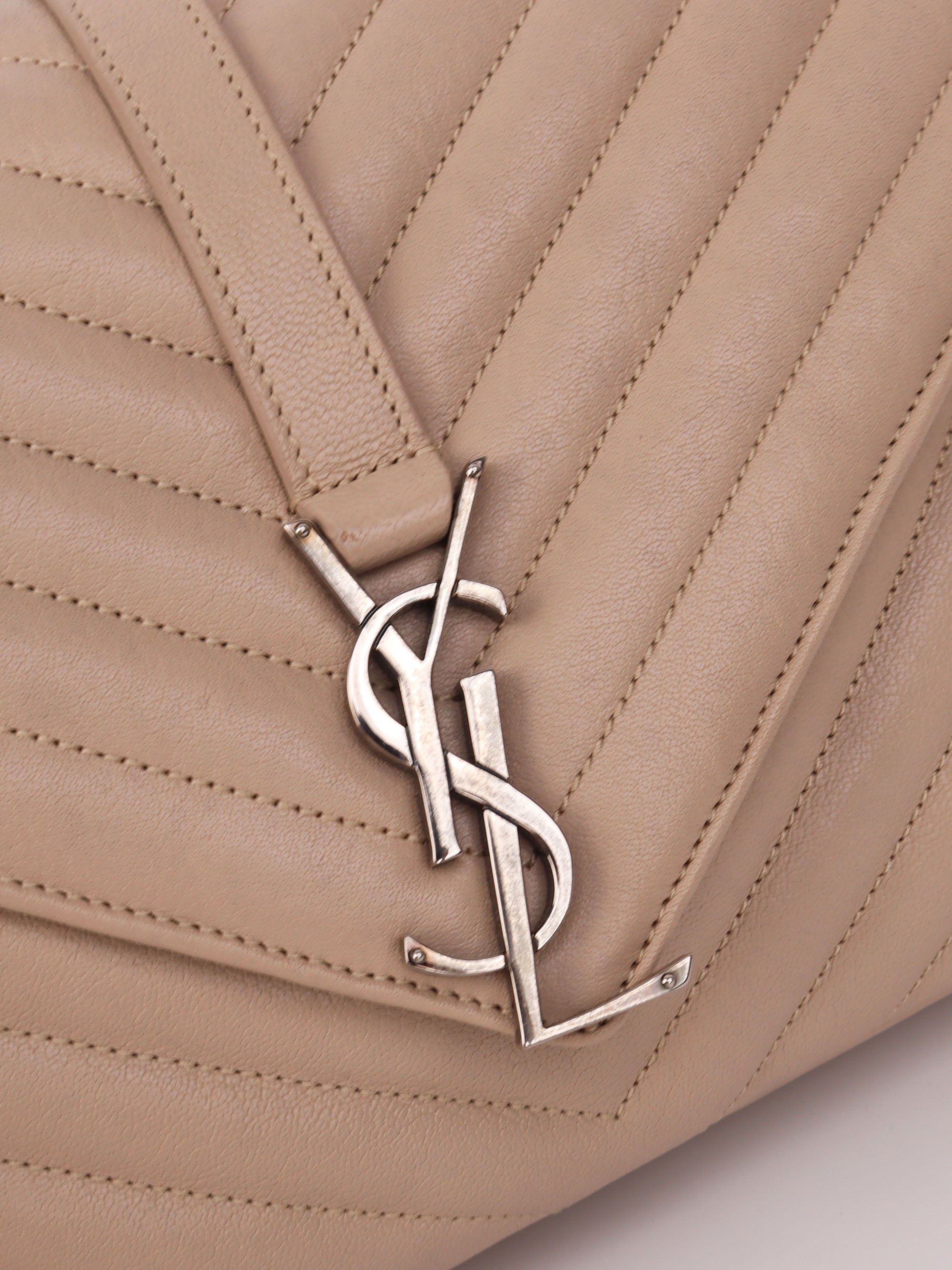 Saint Laurent Light Beige Medium College Bag - Luxury Designer Shoulder Bag for Women | Perfect for Work, Travel & Everyday Use