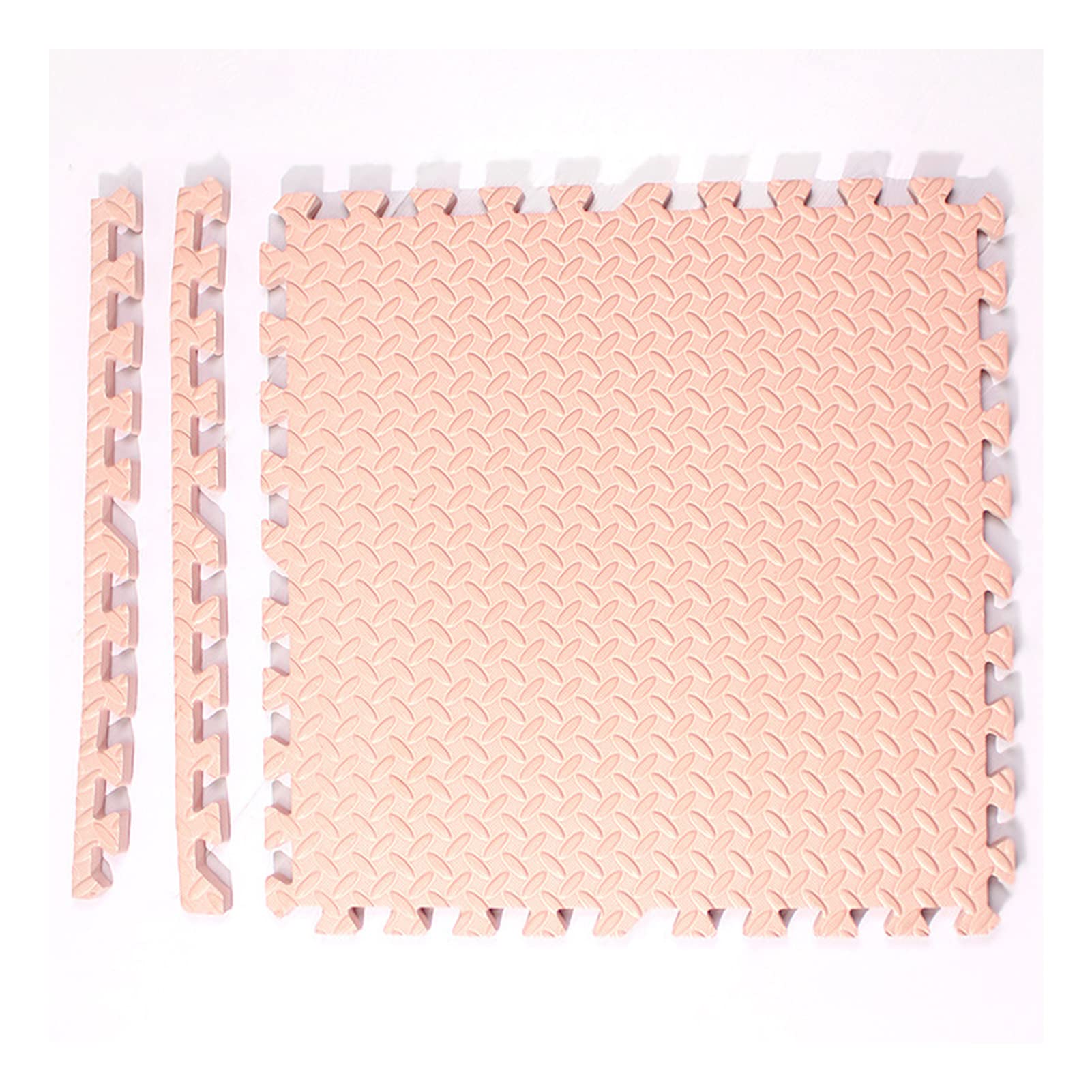 12-Piece Interlocking EVA Foam Floor Mat Set - 1/2 Inch Thick Puzzle Tiles with Borders, Non-Slip Exercise Mats for Home Gym, Playroom, Nursery & Kids Bedroom (24x24 Inches, Light Pink) - Perfect for Yoga, Workouts, Toddler Play Areas & Home Fitness Spaces