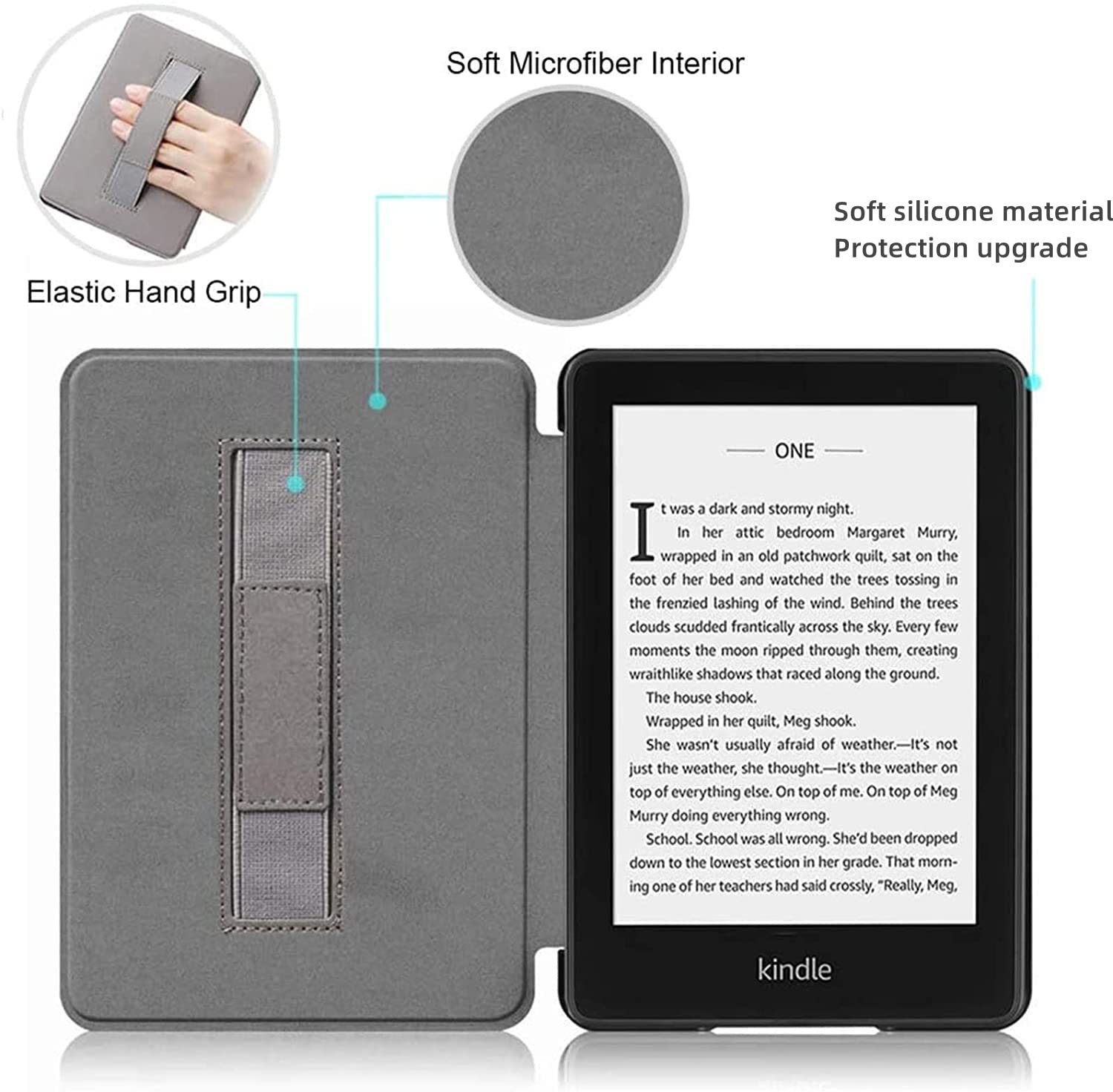 6.8 Inch Shockproof Kindle Paperwhite Case for 11th Generation 2021 (Model M2L3EK & M2L4EK) - Soft Protective Cover with Auto Wake/Sleep & Hand Strap | Perfect for Reading, Traveling & Daily Commute