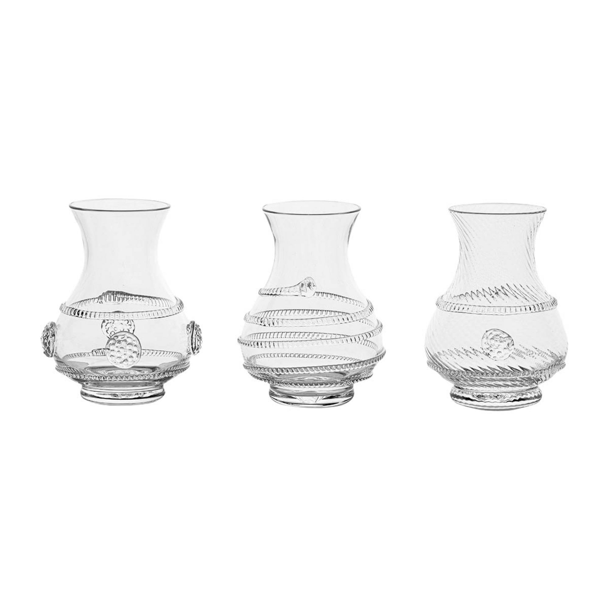 Juliska Clear Mini Vases Set of 3 - Small Glass Bud Vases for Flowers, Home Decor, Wedding Centerpieces & Tabletop Arrangements