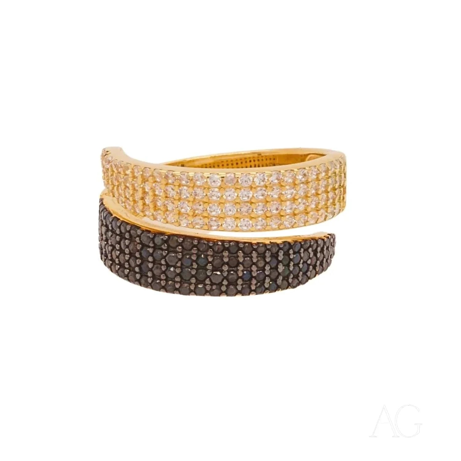 18K Gold CZ Ring for Women - Elegant Contrast Design, Durable & Hypoallergenic - Perfect for Weddings, Anniversaries & Special Occasions