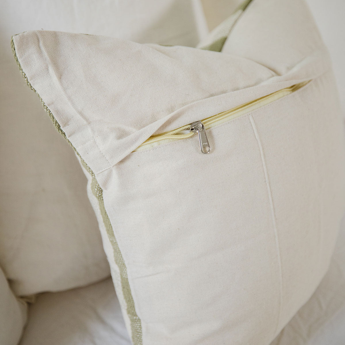 Signature Woven Natural Pinstripe Pillow Cover - Elegant Home Decor for Living Room, Bedroom & Sofa
