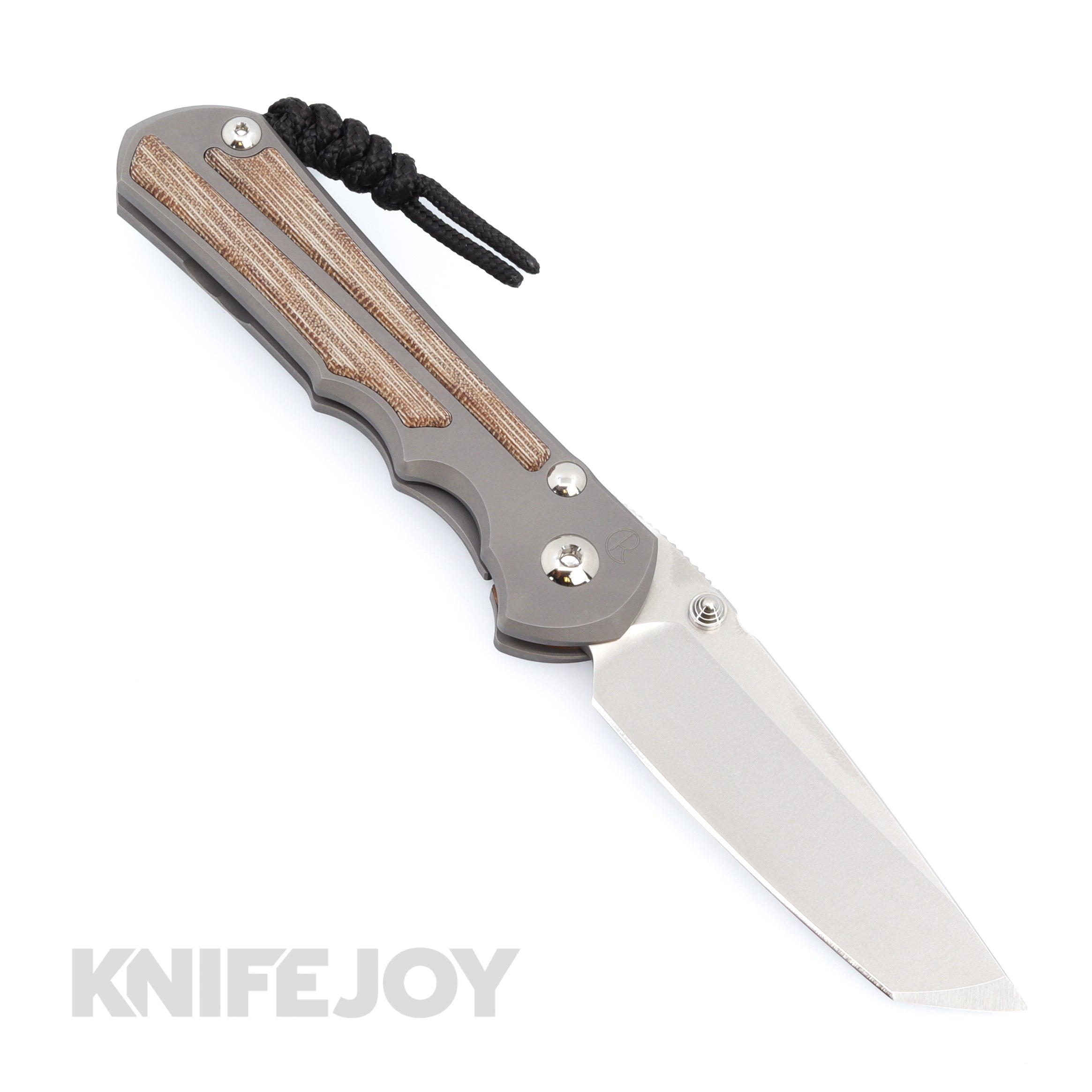 Chris Reeve Knives Large Inkosi Left Hand Plain Tanto Magnacut Blade with Natural Canvas Micarta Inlay & Glass Blasted Titanium Handles - Premium EDC Folding Knife for Outdoor, Camping, Hunting and Tactical Use