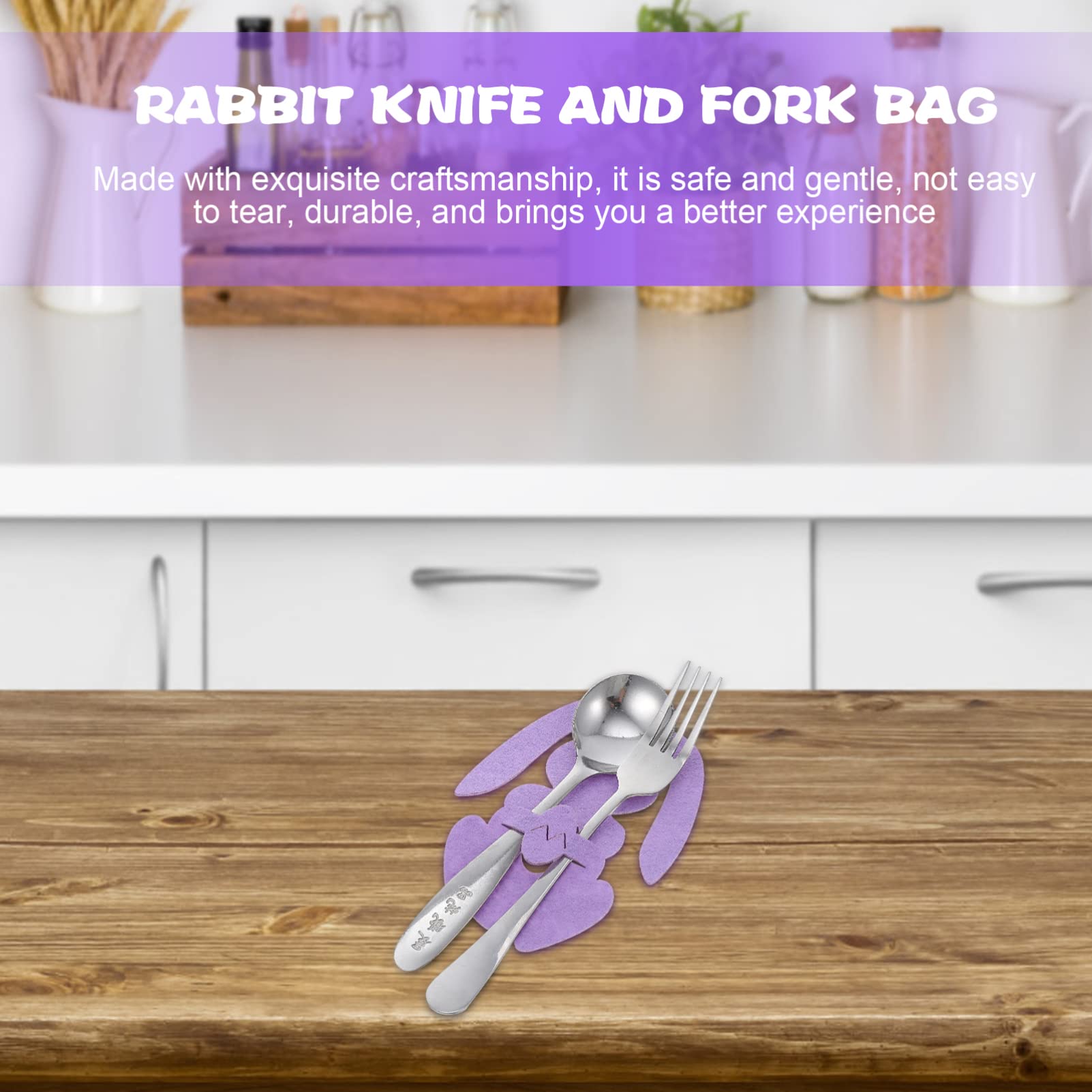 Easter Bunny Utensil Holders 8 Pack - Felt Silverware Pouches for Knives & Forks - Easter Table Decor, Wedding, Birthday Party Supplies - Perfect for Holiday Dining & Party Decorations