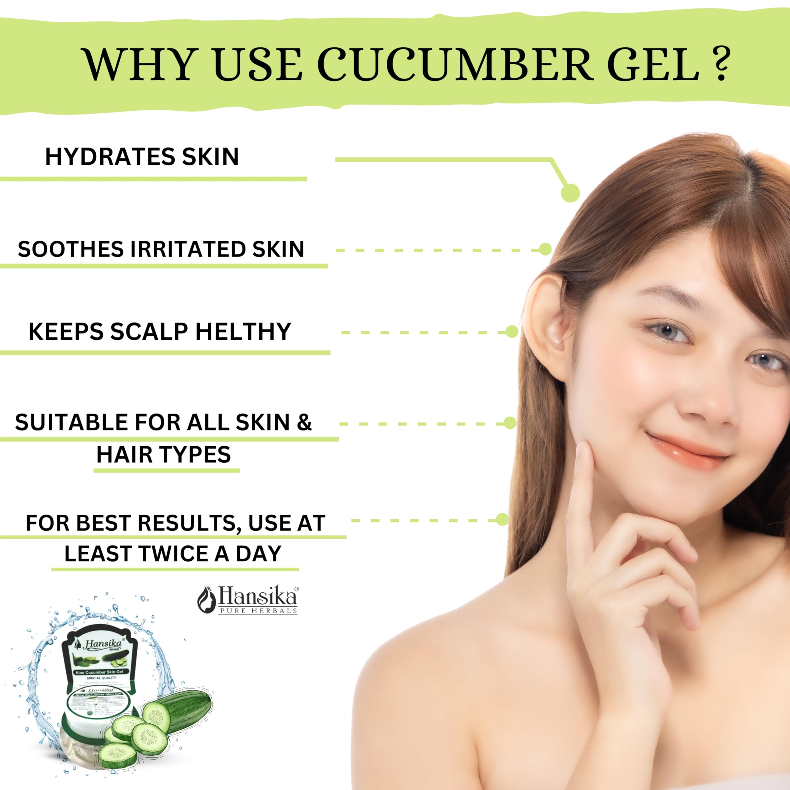 HANSKA Cucumber Gel 120g - Soothing & Hydrating Face Moisturizer for Dry Skin, Dark Circles & Puffiness | Perfect for Daily Skincare Routine & Post-Sun Care