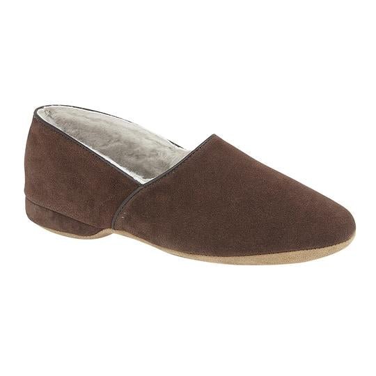 DRAPER ANTON Brown Suede Slippers for Men - Soft & Comfortable Indoor/Outdoor House Shoes - Perfect for Home, Lounge & Casual Wear