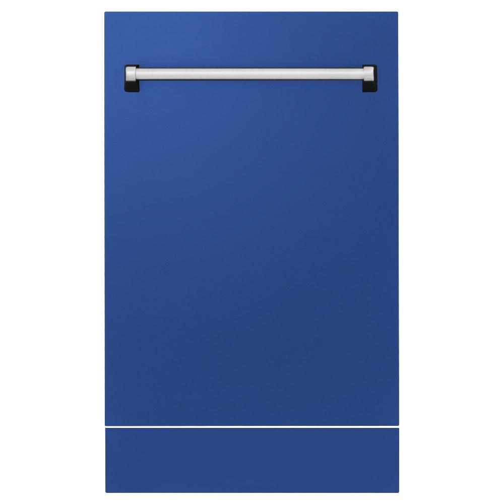 ZLINE 18 Inch Tallac Series 3rd Rack Top Control Dishwasher - Stainless Steel Tub & Blue Matte Panel, 51dBa (DWV BM 18) - Perfect for Modern Kitchens, Small Spaces & Energy-Efficient Homes