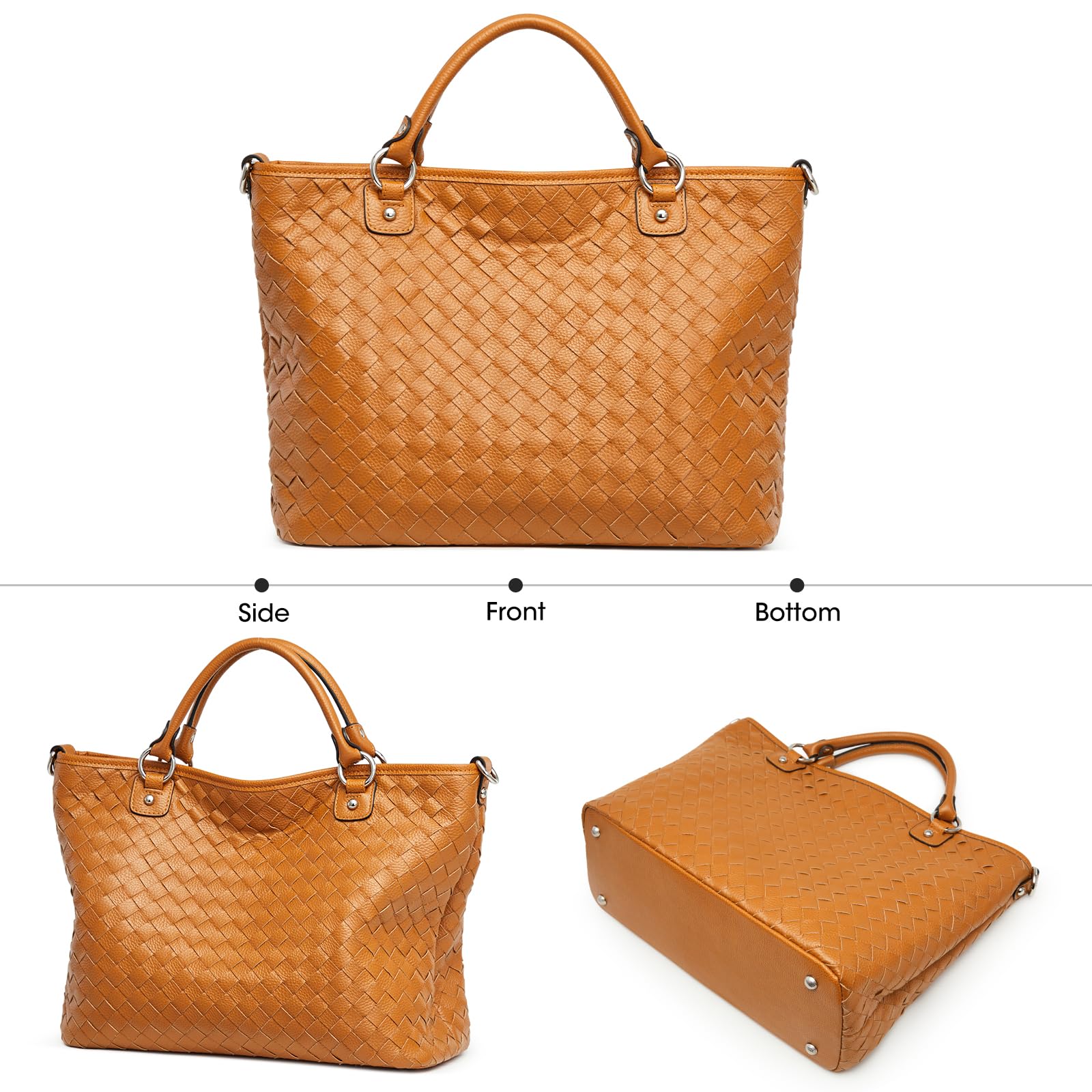 Stylish Kattee Woven Leather Tote Bag for Women - Large Retro Handmade Shoulder Purse | Perfect for Work, Travel & Everyday Use