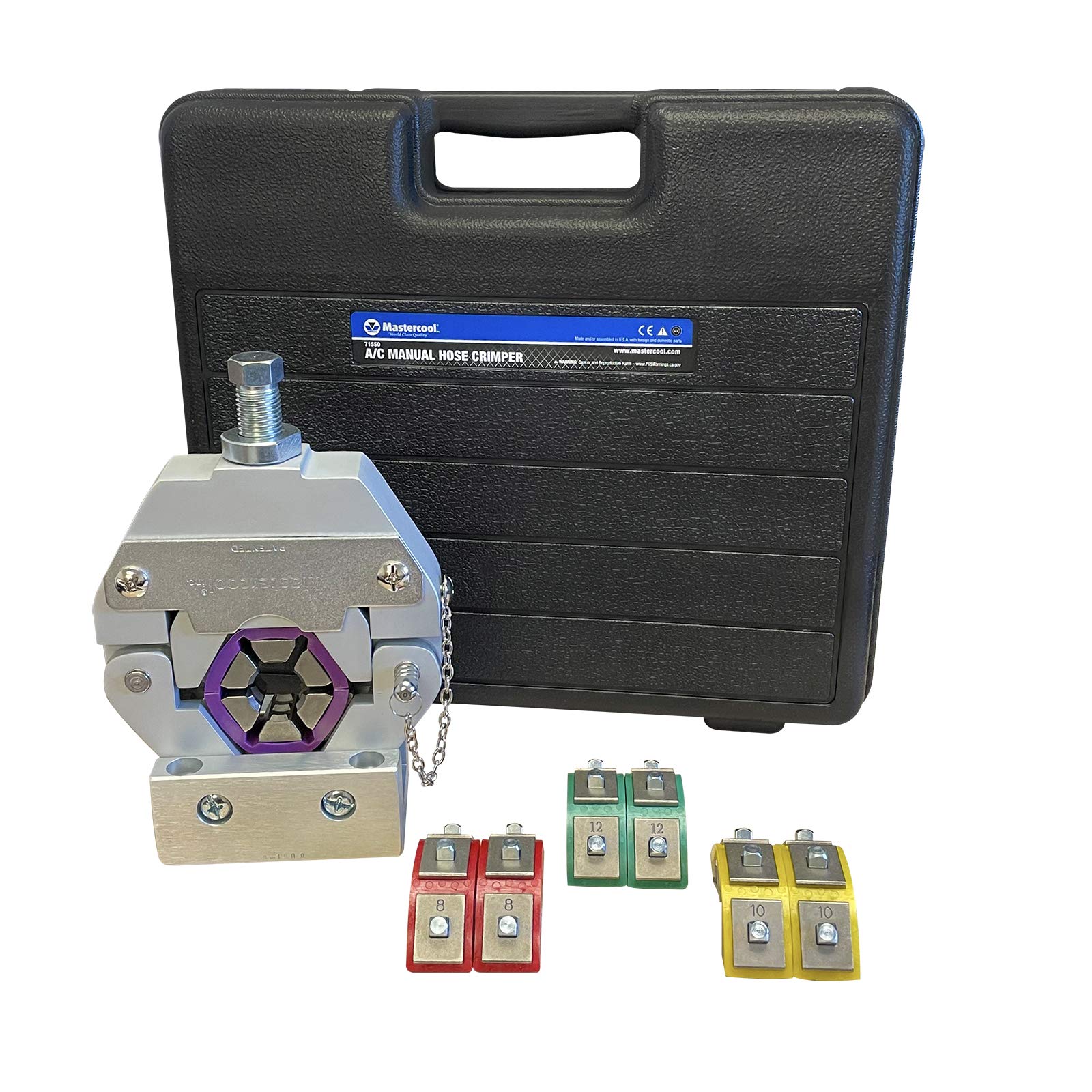 Mastercool 71550 Black Manual A/C Hose Crimper - Professional HVAC Tool for Auto Repair & Refrigerant Line Installation
