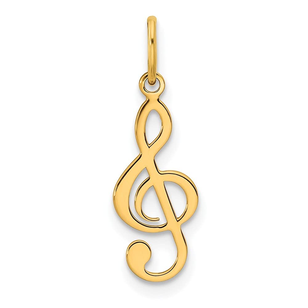 14K Gold Polished Treble Clef Pendant Necklace for Women - Elegant Musical Jewelry Gift for Musicians, Singers & Music Lovers - Perfect for Concerts, Performances & Special Occasions