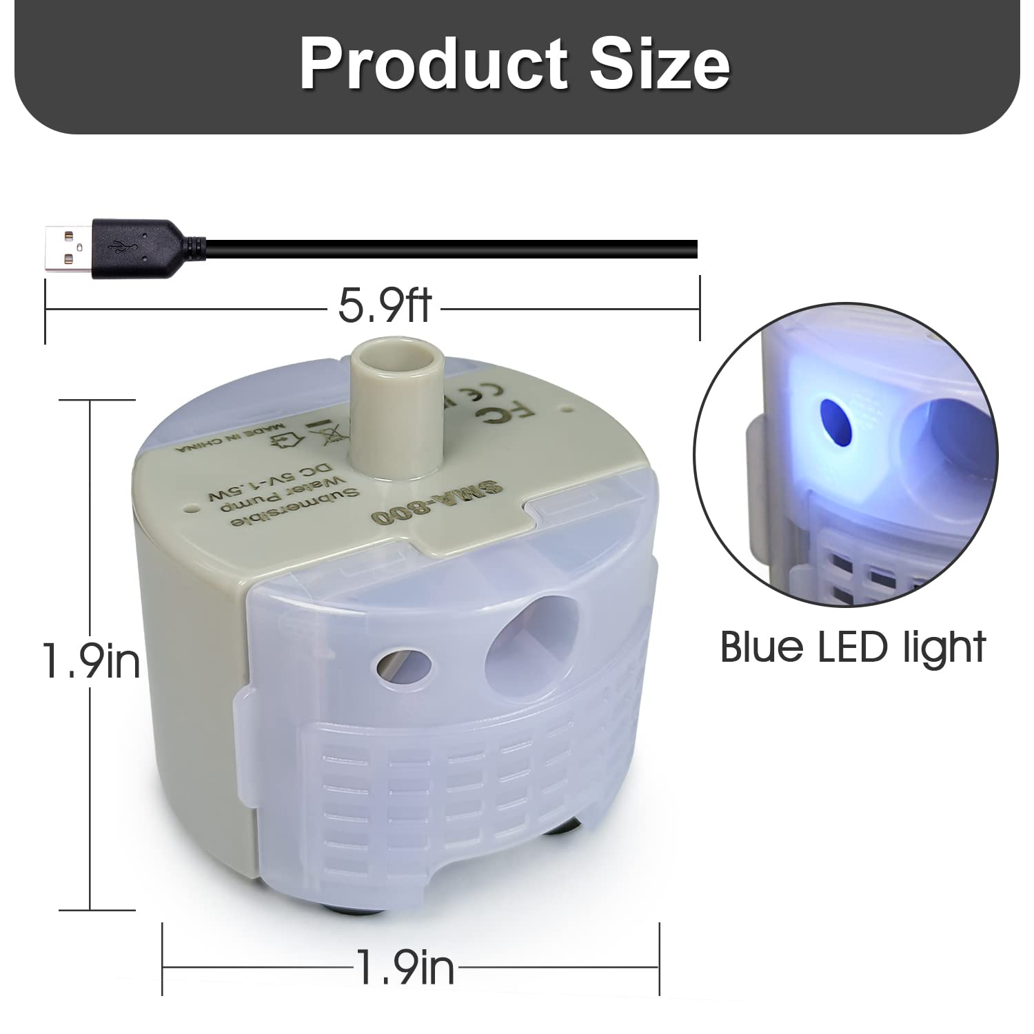 Cat Water Fountain Pump Replacement SMA-800 Motor - Quiet & Durable Pet Water Dispenser Pump for Cats, Dogs, and Small Animals