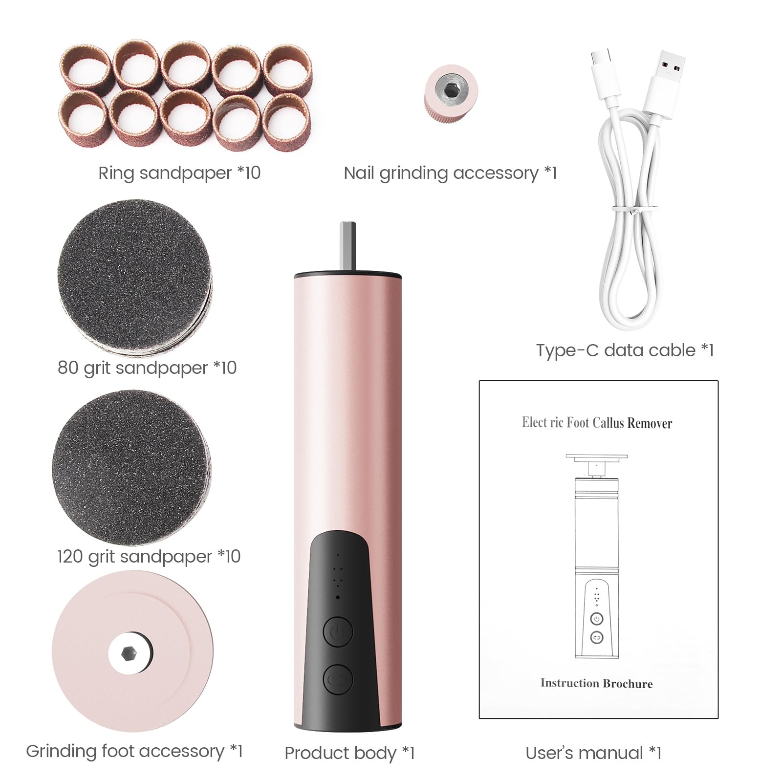 Professional Electric Callus Remover & Foot File - Rechargeable 2-in-1 Pedicure Tool for Dry Dead Skin Removal, 6 Adjustable Speeds with Sandpaper Disks - Perfect for Home Pedicures & Foot Care Routine
