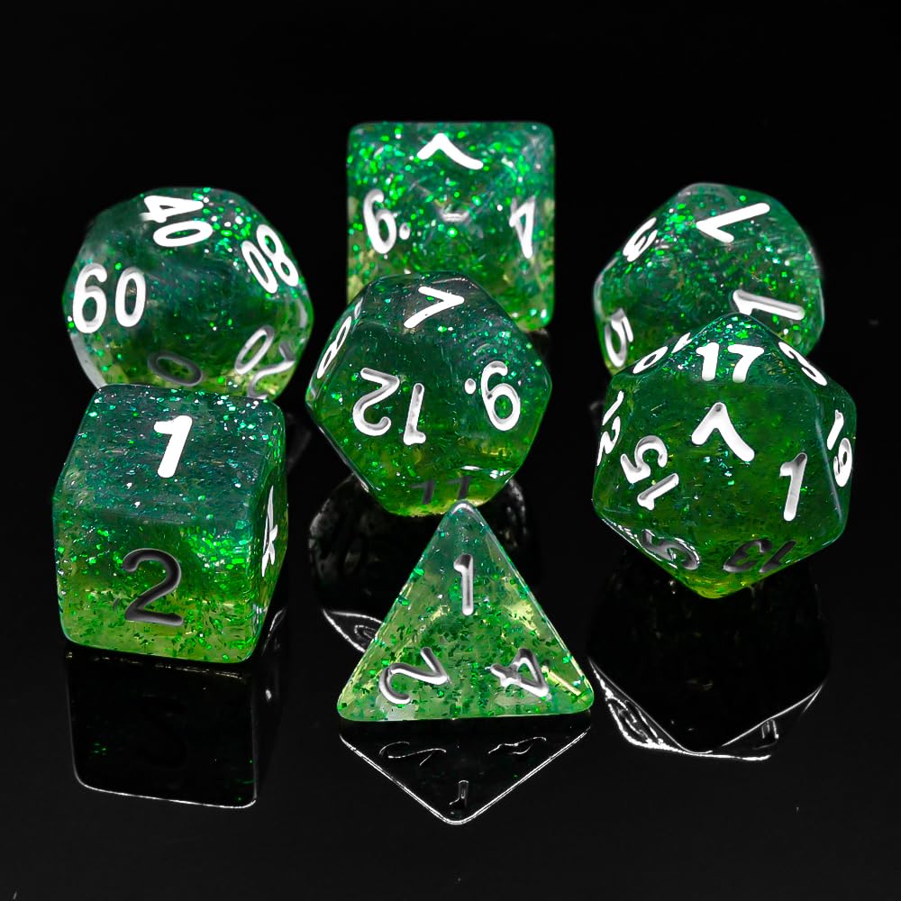Premium 10-Sided RPG Dice Set for Dungeons & Dragons, D&D, Pathfinder & Tabletop Games - Includes D20 in Vibrant Green - Perfect for Fantasy Roleplaying, Campaigns & Game Nights