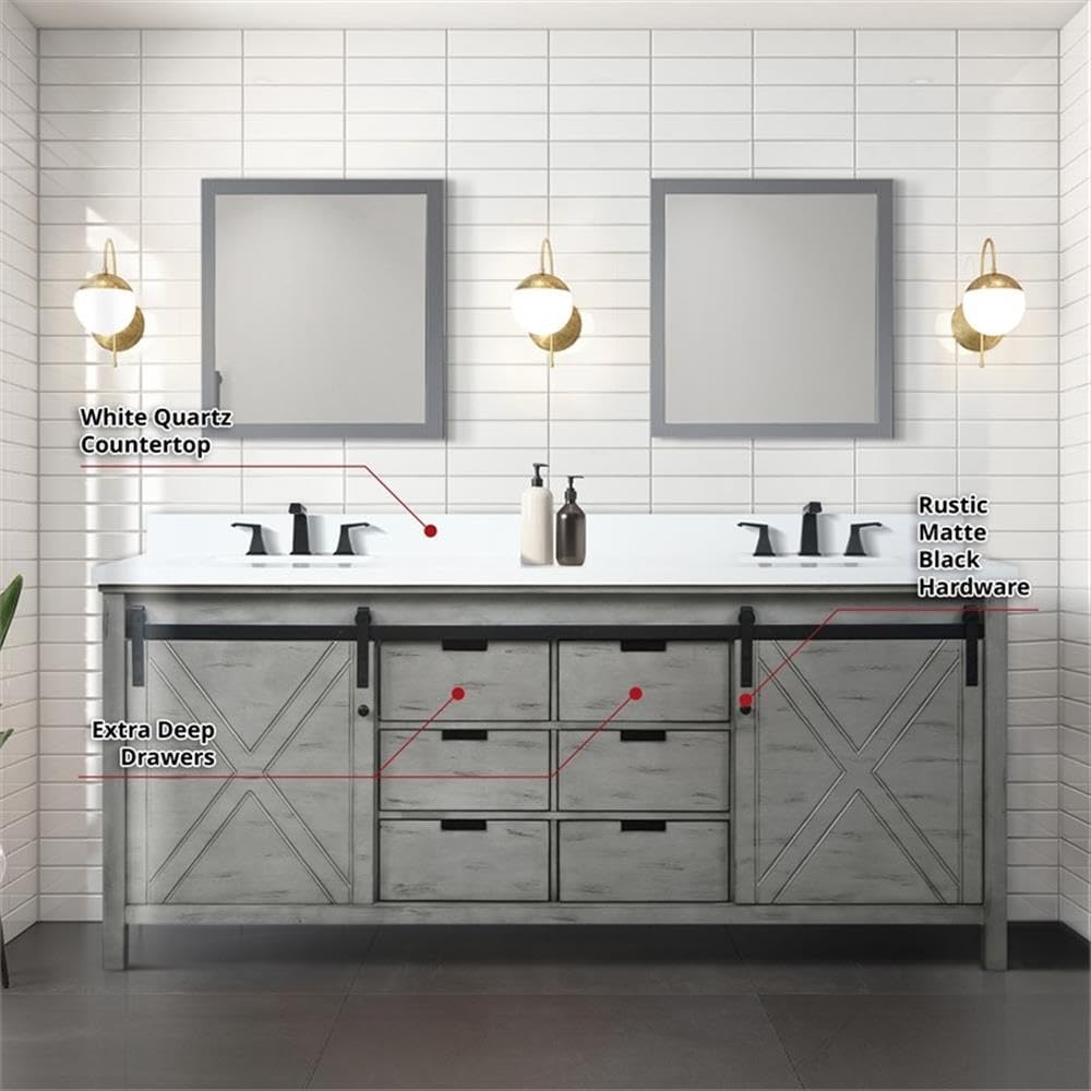 Marsyas 80 Inch Wide x 22 Inch Deep Double Bathroom Vanity in Ash Grey - Perfect for Master Bathroom Renovation and Modern Home Decor