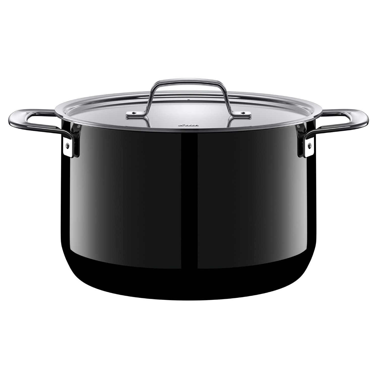 Premium Silit Black Zeno Saucepan with Metal Lid - 24cm Diameter, 6.4L Capacity (32x27x21cm) - Silargan Ceramic Coating, Induction & Dishwasher Safe - Perfect for Soups, Stews & Pasta Cooking