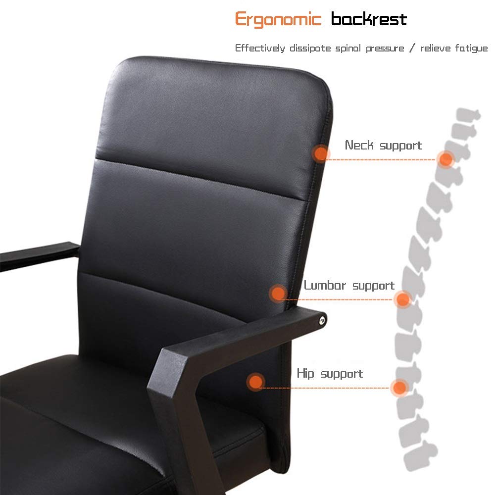 Ergonomic High Back PU Leather Swivel Office Chair - Adjustable Height Gaming Desk Chair with 330 lbs Weight Capacity for Home Office, Study & Conference Room (Black) - Perfect for Long Hours of Work, Gaming & Online Meetings