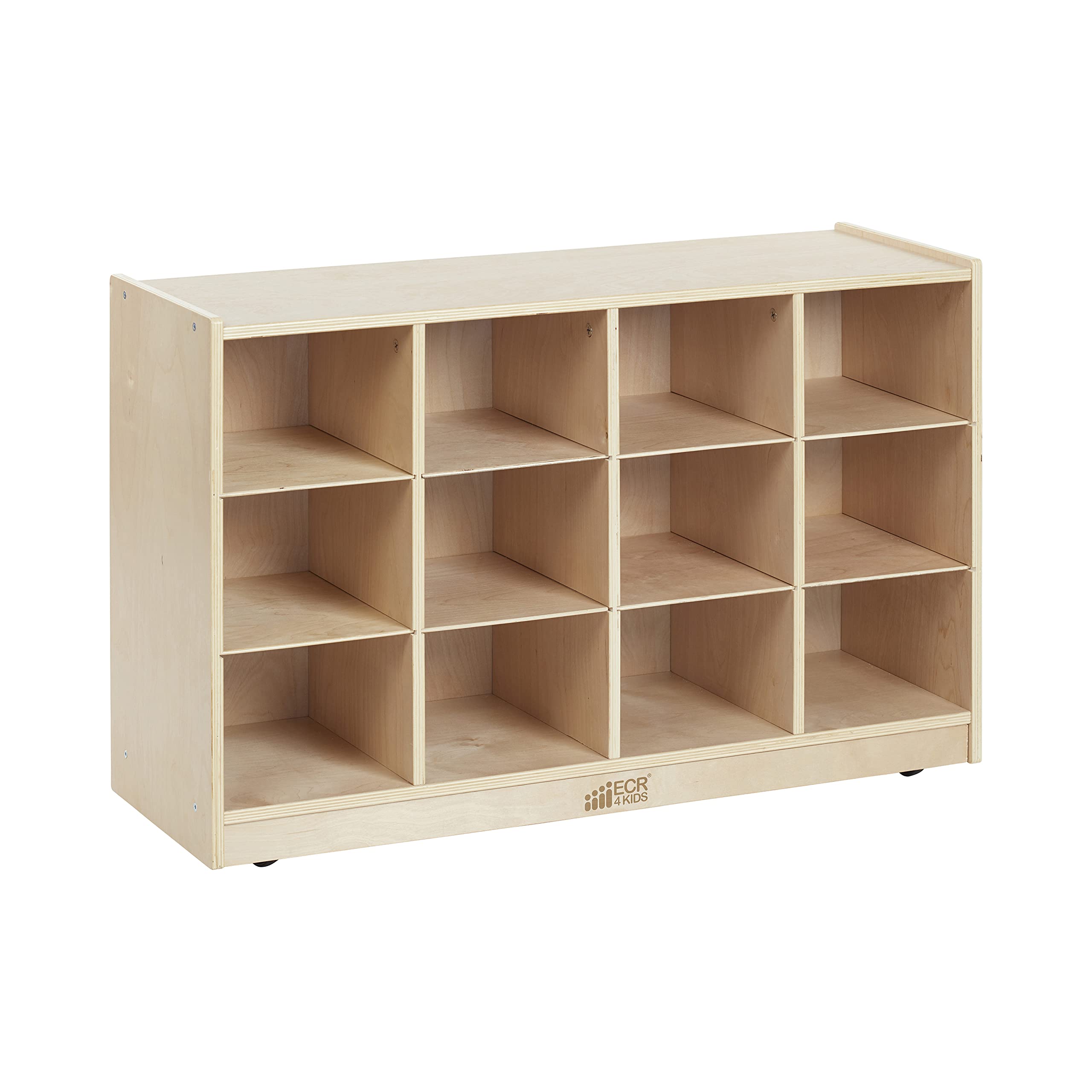 ECR4Kids 12-Cubby Mobile Storage Cabinet with 10 Scoop Front Bins - Classroom Organization, Daycare Storage, Kids Toy Organizer for Playroom & Homeschool