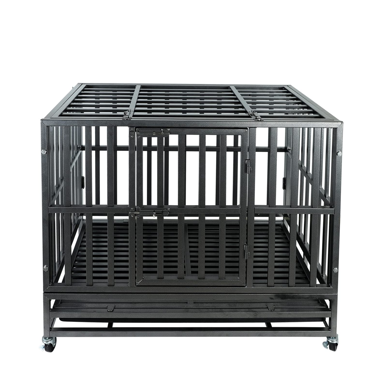 37 Inch Heavy Duty Dog Cage Kennel - Strong Metal Dog Crate for Large Dogs - Indoor & Outdoor Use for Home, Travel, and Training