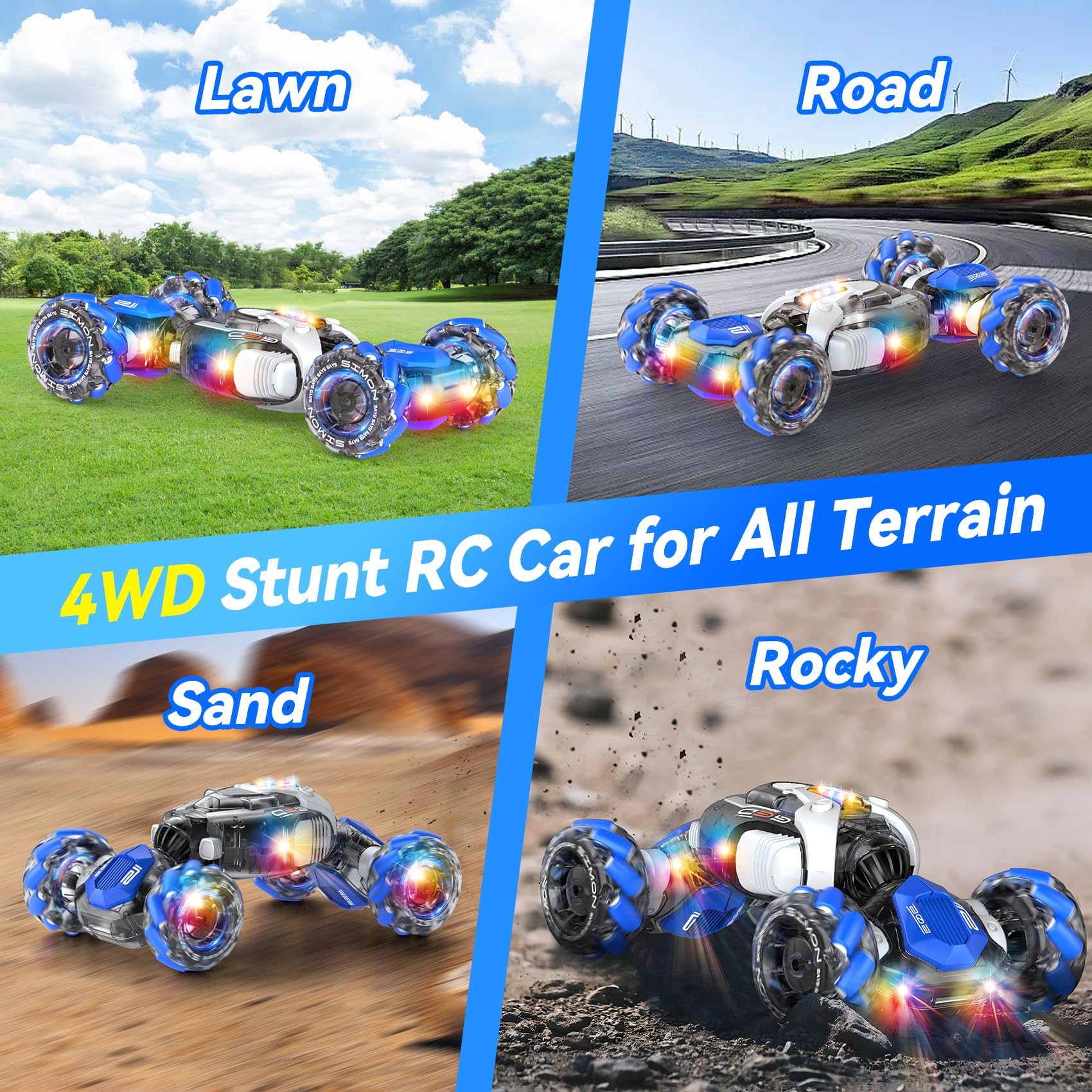 Gesture Sensing RC Stunt Car - 2.4Ghz Remote Control Transformer Toy for Boys & Girls Ages 5-12 | 360° Rotating & Hand Controlled | Perfect Christmas & Birthday Gift for Kids | Indoor & Outdoor Play, Racing & Stunt Shows