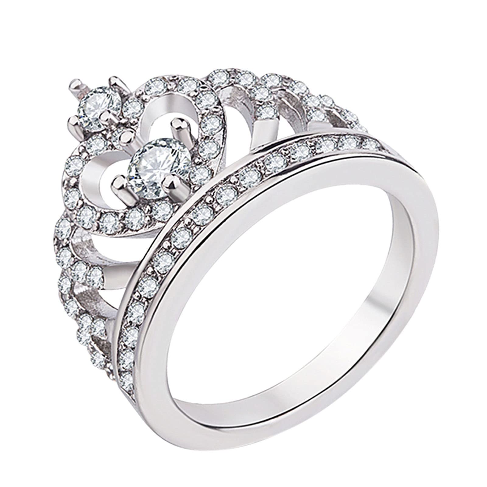 Elegant Zircon Ring for Women - Simple & Stylish Cross Heart Design with Platinum Crown (Silver, Size 8) | Perfect for Daily Wear, Date Nights, Gifts & Special Occasions