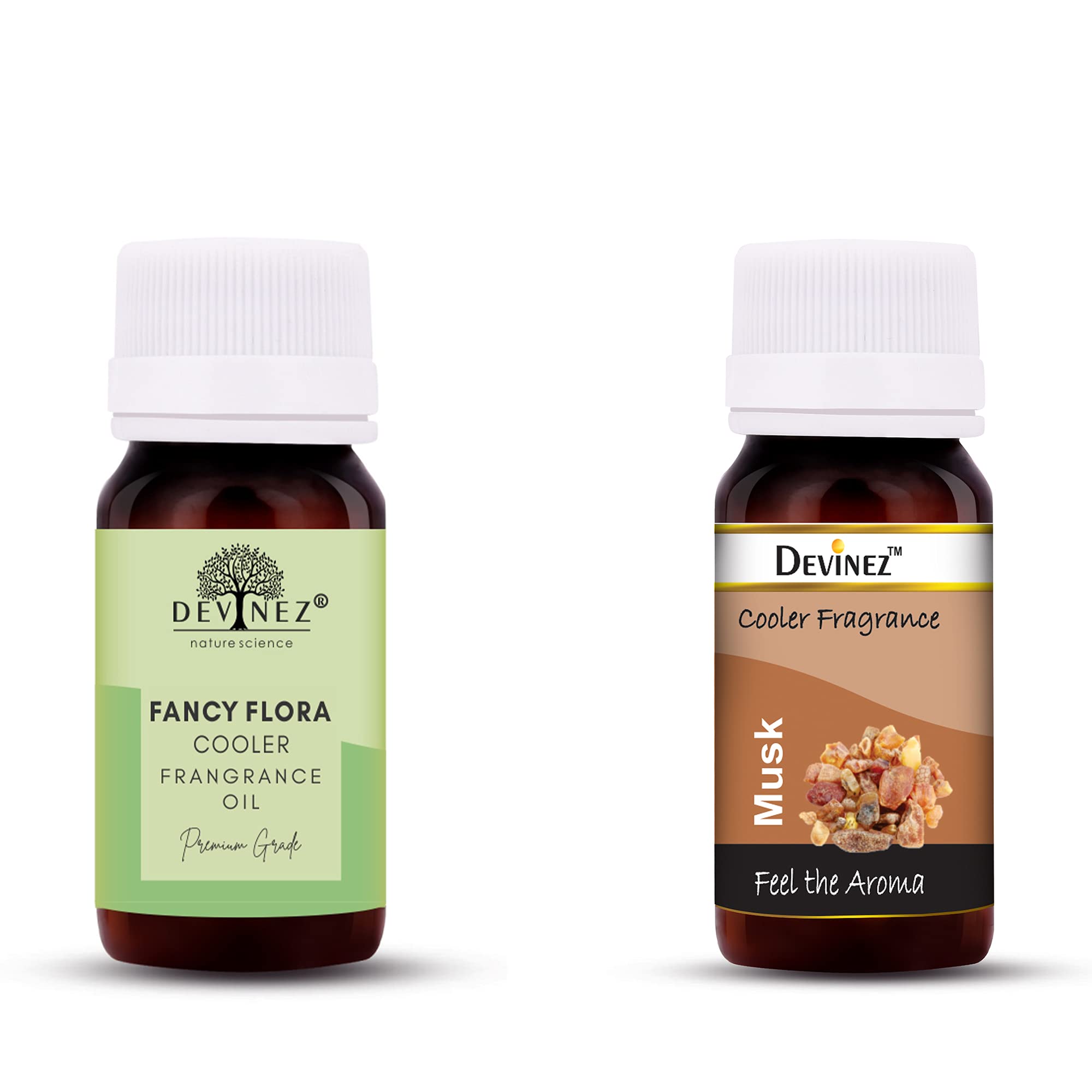 Devinez Fancy Flora Denim & Musk Fragrance Oil Cooler Perfume Set - 2 x 20ml Long-Lasting Scent for Home, Office & Car | Aromatherapy Essential Oils for Relaxation & Mood Enhancement