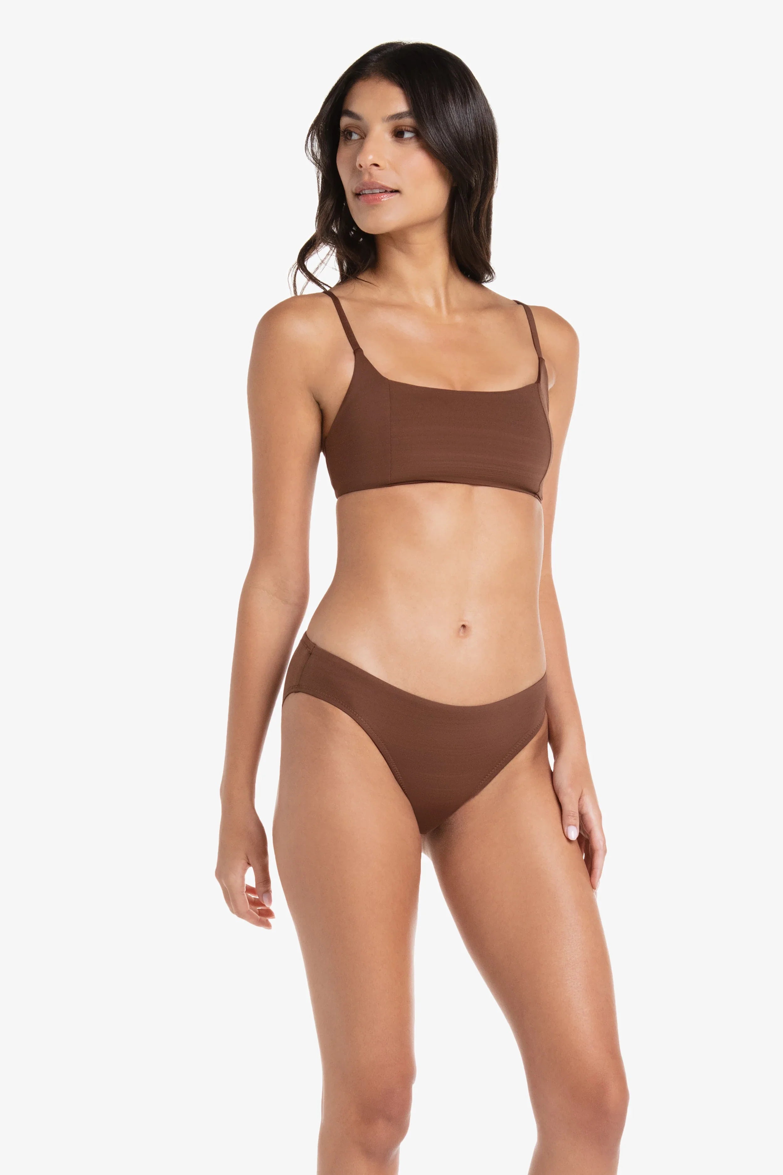 Elegant Ballet Bralette in Textured Chocolate Brown - Perfect for Dance, Yoga, and Everyday Comfort