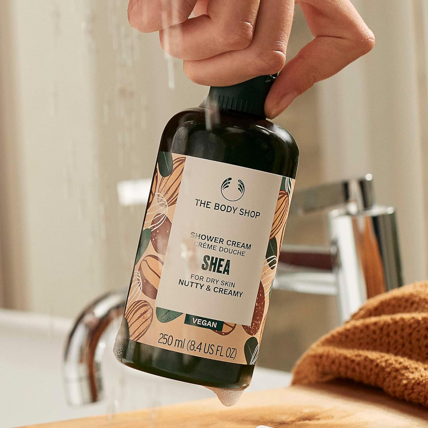 The Body Shop Vegan Shea Shower Cream for Dry Skin - 8.5oz Moisturizing Body Wash with Natural Shea Butter | Gentle Cleansing & Hydration | Cruelty-Free & Vegan Formula | Perfect for Daily Shower Routine & Spa-Like Experience