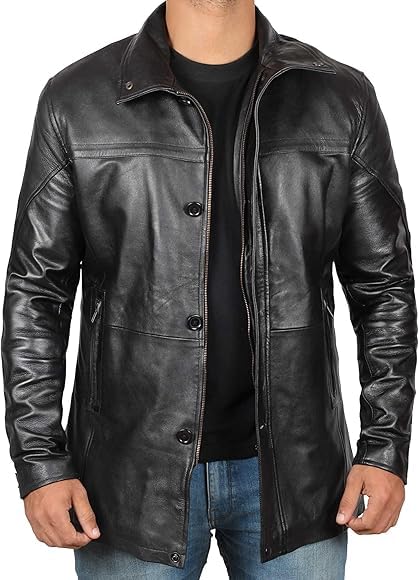 Premium Men's Black Car Coat - Bristol Lambskin Leather Jacket for Business & Casual Wear | Winter Fashion Outerwear for Office, Travel & Night Out