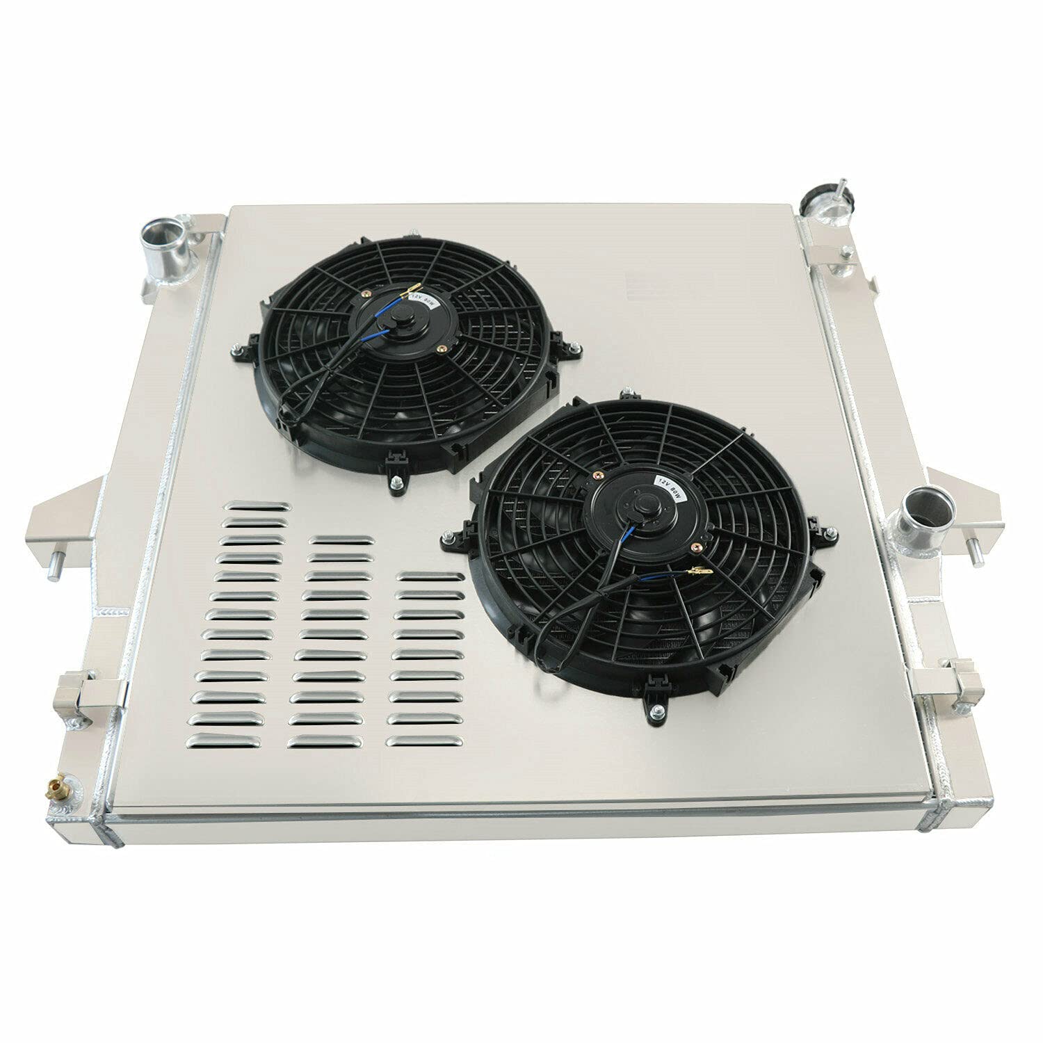 36MM Aluminum Radiator Replacement for 2003-2009 Dodge Ram 2500 3500 & 2008-2010 Ram 4500 5500 with 5.9L/6.7L Cummins Diesel - 2 Row Crossflow Radiator with Electric Fan Shroud & Thermostat Kit - Heavy Duty Cooling for Towing & Off-Road Use