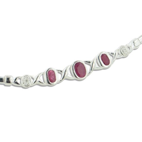 Genuine Ruby Gemstone Omega Necklace - 16