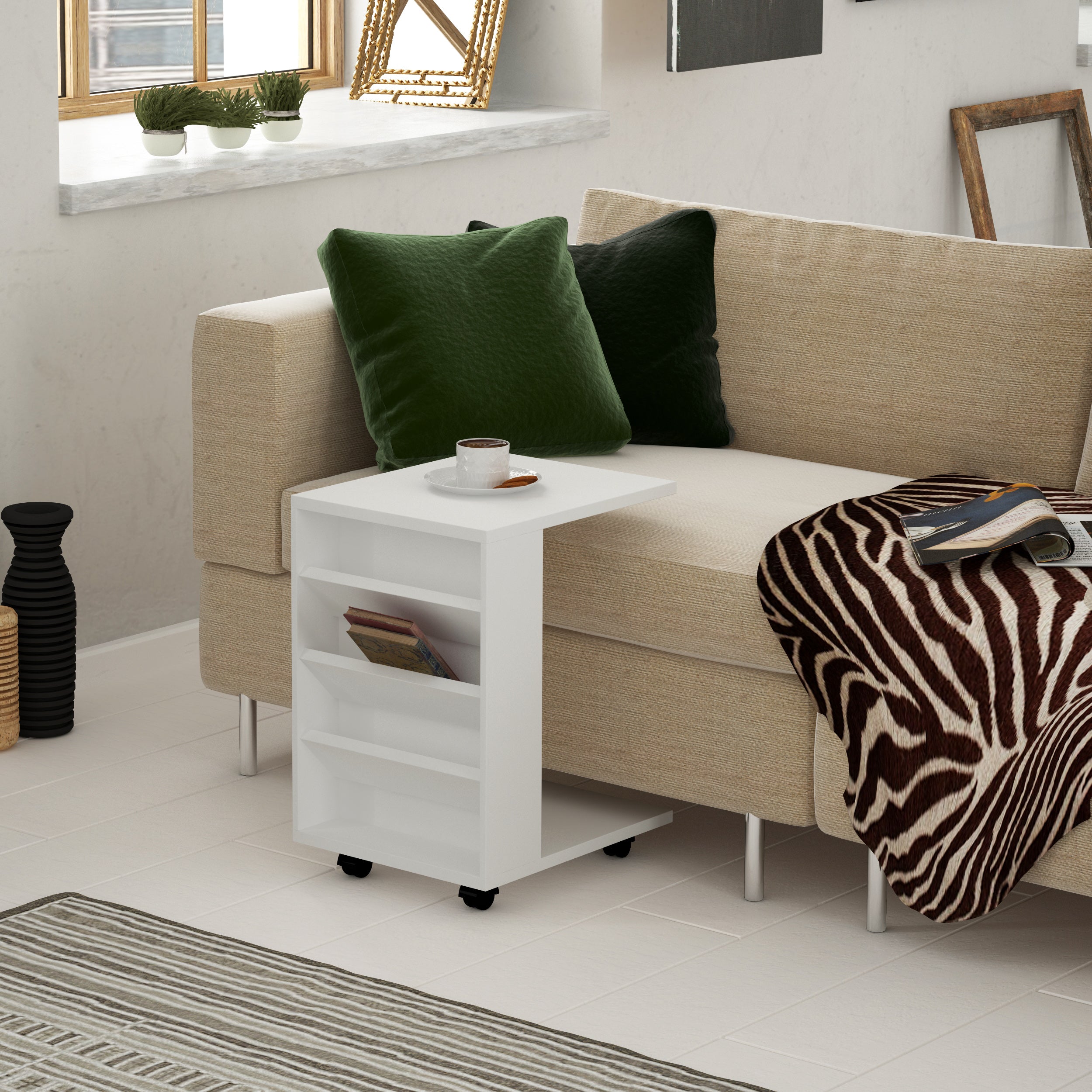 Joan Side Table - Modern Nightstand with Storage Shelf - Perfect for Bedroom, Living Room & Office