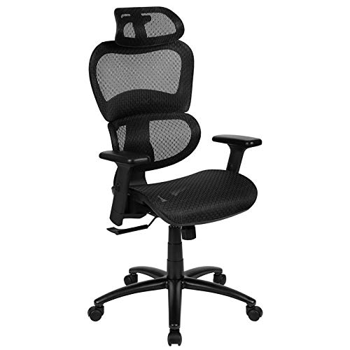 Scranton & Co Black Modern Ergonomic Mesh Office Chair - Adjustable Lumbar Support & Tilt Function for Home & Office Workspaces