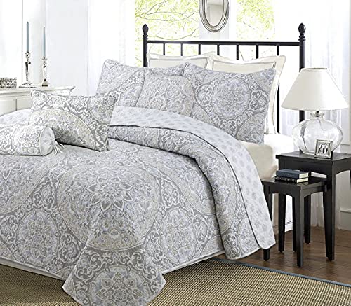 Suzani Reversible Quilt Set 3-Piece 100% Cotton Bedding Set - Full/Queen Size for Cozy Bedroom Decor | Perfect for Guest Rooms, Master Bedrooms & Boho Chic Home Styling