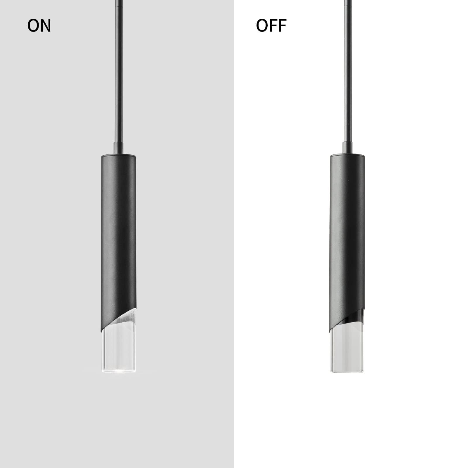 Modern Black Mini Pendant Lights 2-Pack - Metal Rod Ceiling Lighting for Kitchen Island, Bedroom, Bedside Table, Restaurant & Bar - Elegant Small Chandelier for Home & Commercial Decor