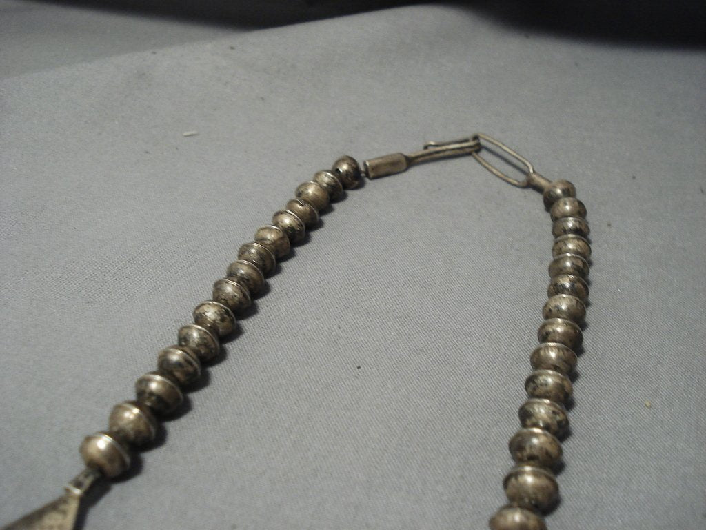 308 Gram Vintage Navajo Turquoise Sterling Silver Squash Blossom Necklace - Authentic Native American Jewelry for Women, Perfect for Boho Fashion, Weddings & Special Occasions