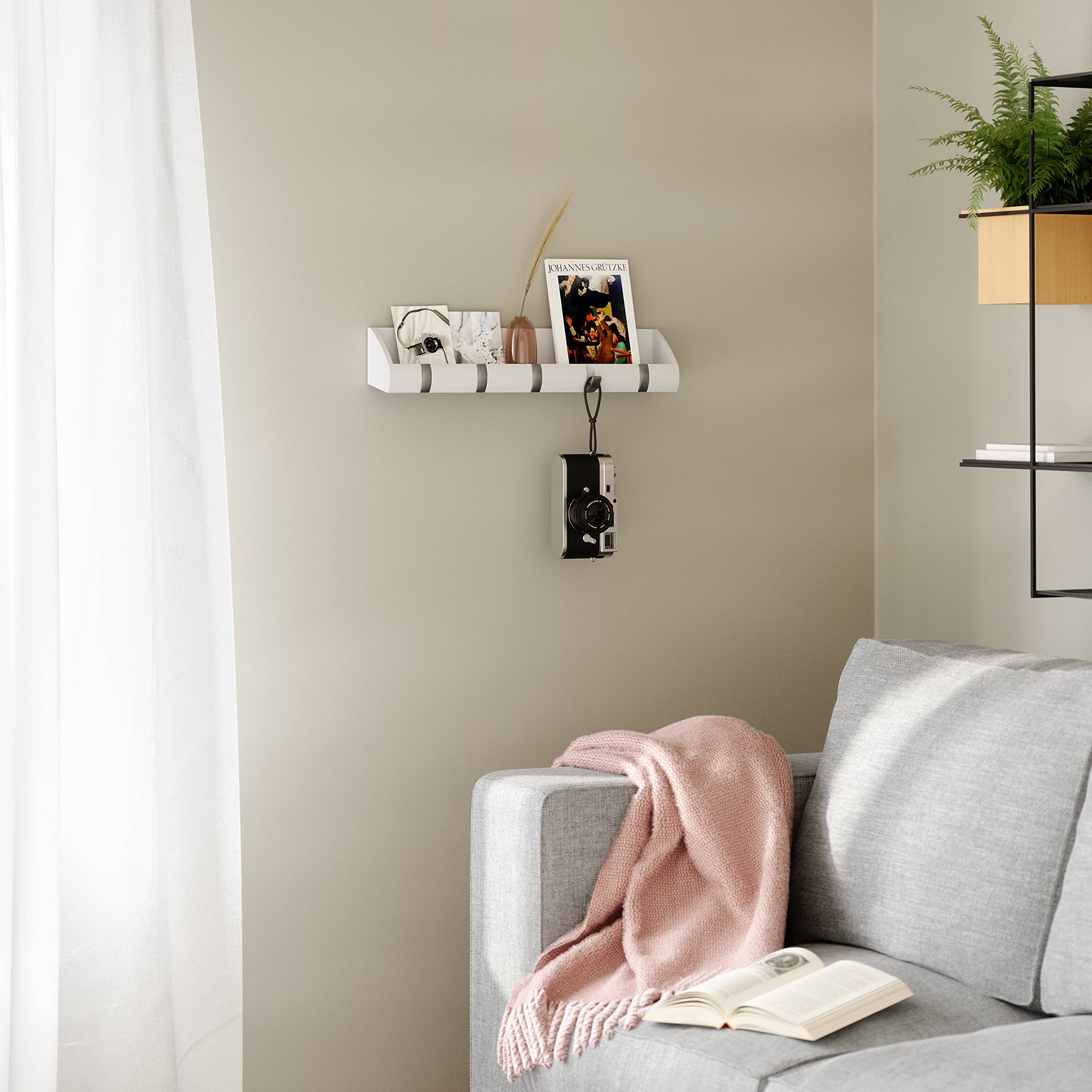 Umbra Cubby Wall Mount Entryway Organizer - White | Stylish Storage for Keys, Mail & Essentials | Perfect for Hallway, Foyer & Small Space Organization