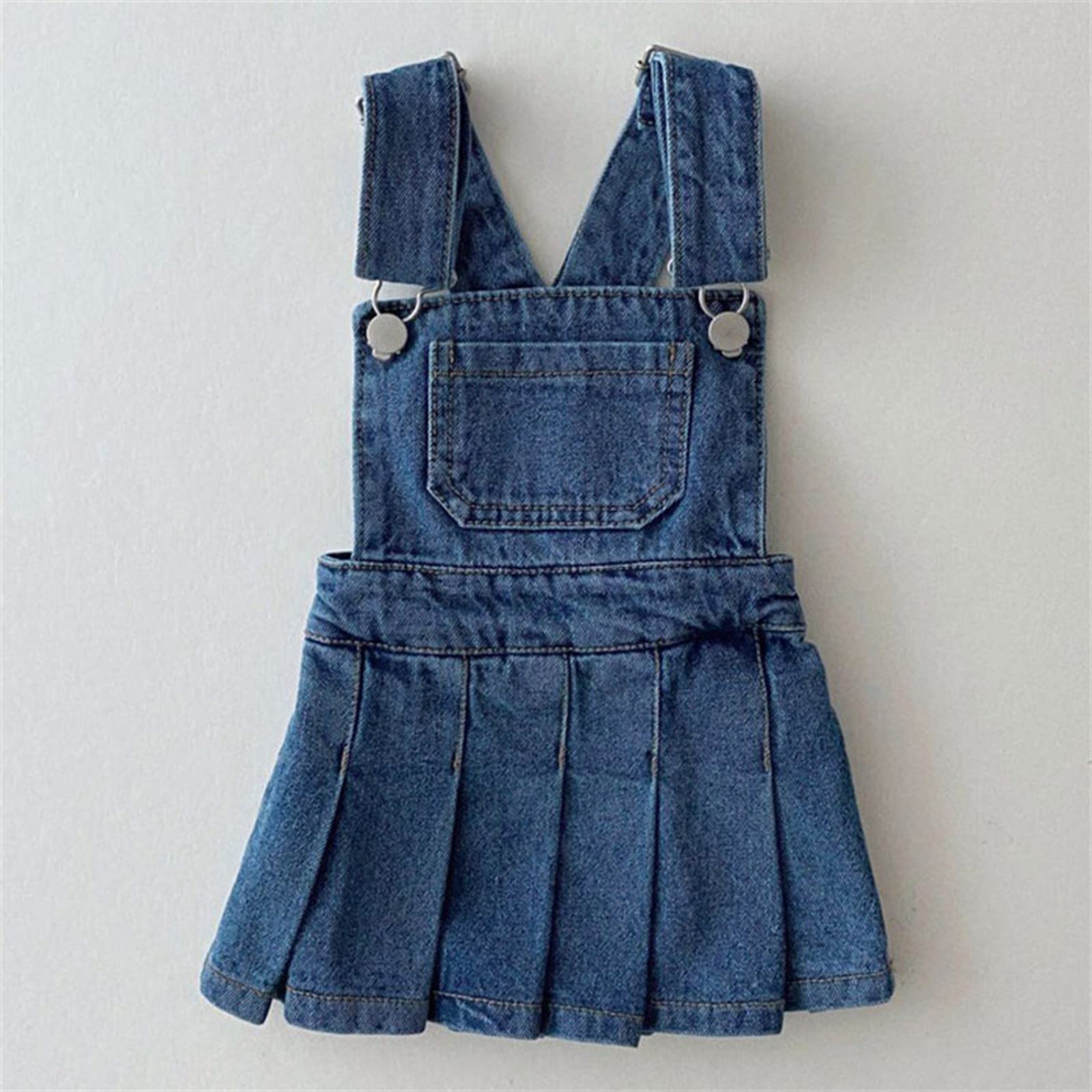 Girls' Denim Overalls Dress with Pleated Skirt | Toddler Baby Outfit for 6 Months to 6 Years | Perfect for Summer Playdates, Daycare & Family Photos