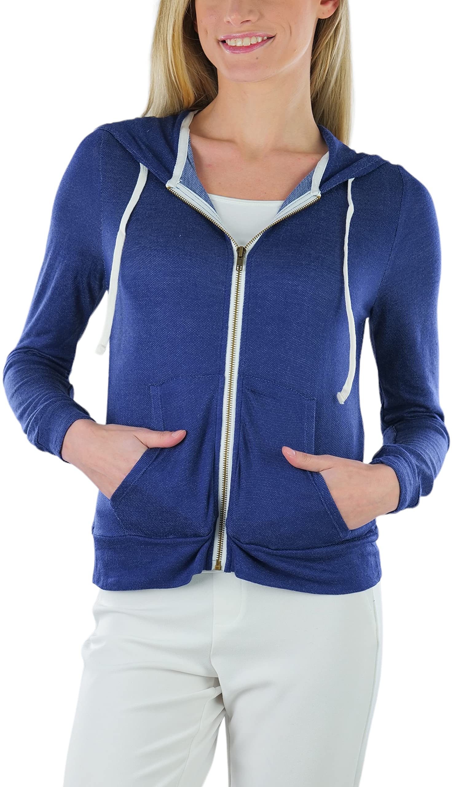 Stylish Junior's Cotton Long Sleeve Zip-Up Hoodie for Girls - Cozy Casual Wear for School & Outdoors