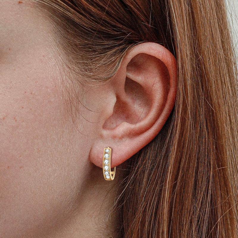 Stunning 14K Gold Pavé Hoop Earrings for Women - Perfect for Weddings, Parties & Everyday Elegance