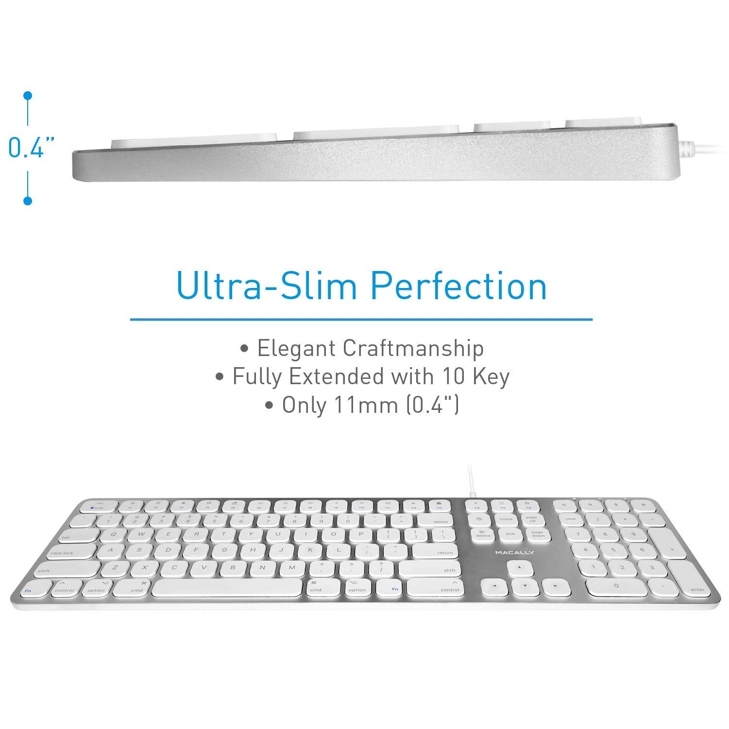 Macally Wired Mac Keyboard with Silent Mouse - Adjustable DPI, Ergonomic Design for MacBook, iMac, Mac Mini - Perfect for Office, Home & Gaming Workspace