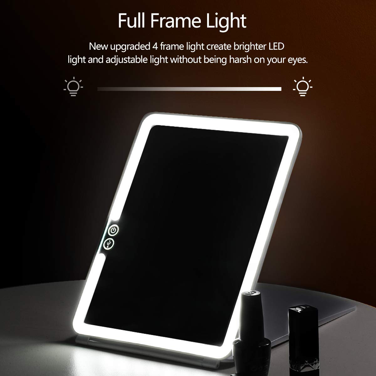 KEDSUM Rechargeable LED Makeup Mirror with Cover - Touch Screen Dimming, 10X Magnification, Portable Travel Vanity Mirror for Home & Travel - Perfect for Makeup, Skincare, and Salon Use