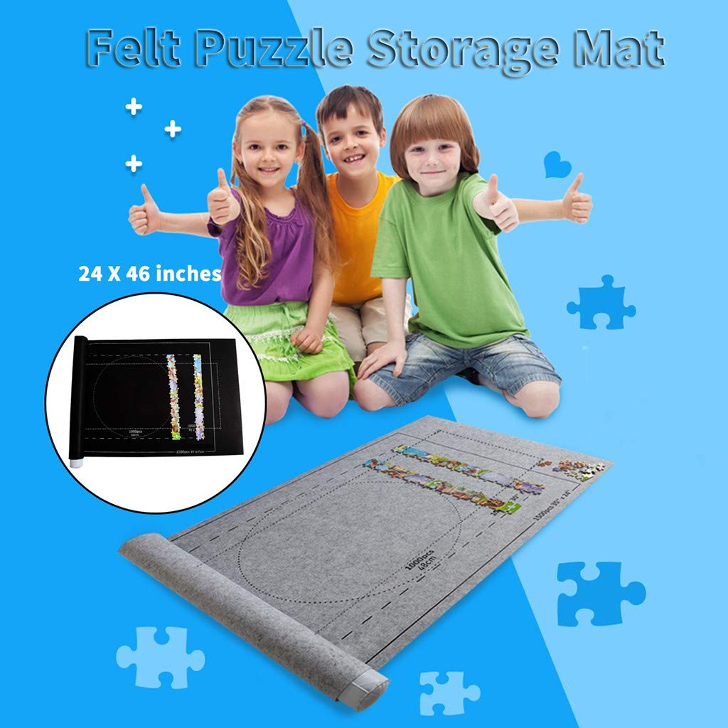 Premium Jigsaw Puzzle Roll Mat - Eco-Friendly Black Felt Storage Solution for Up to 1,500 Pieces | Perfect for Puzzle Enthusiasts, Travel & Organized Game Nights