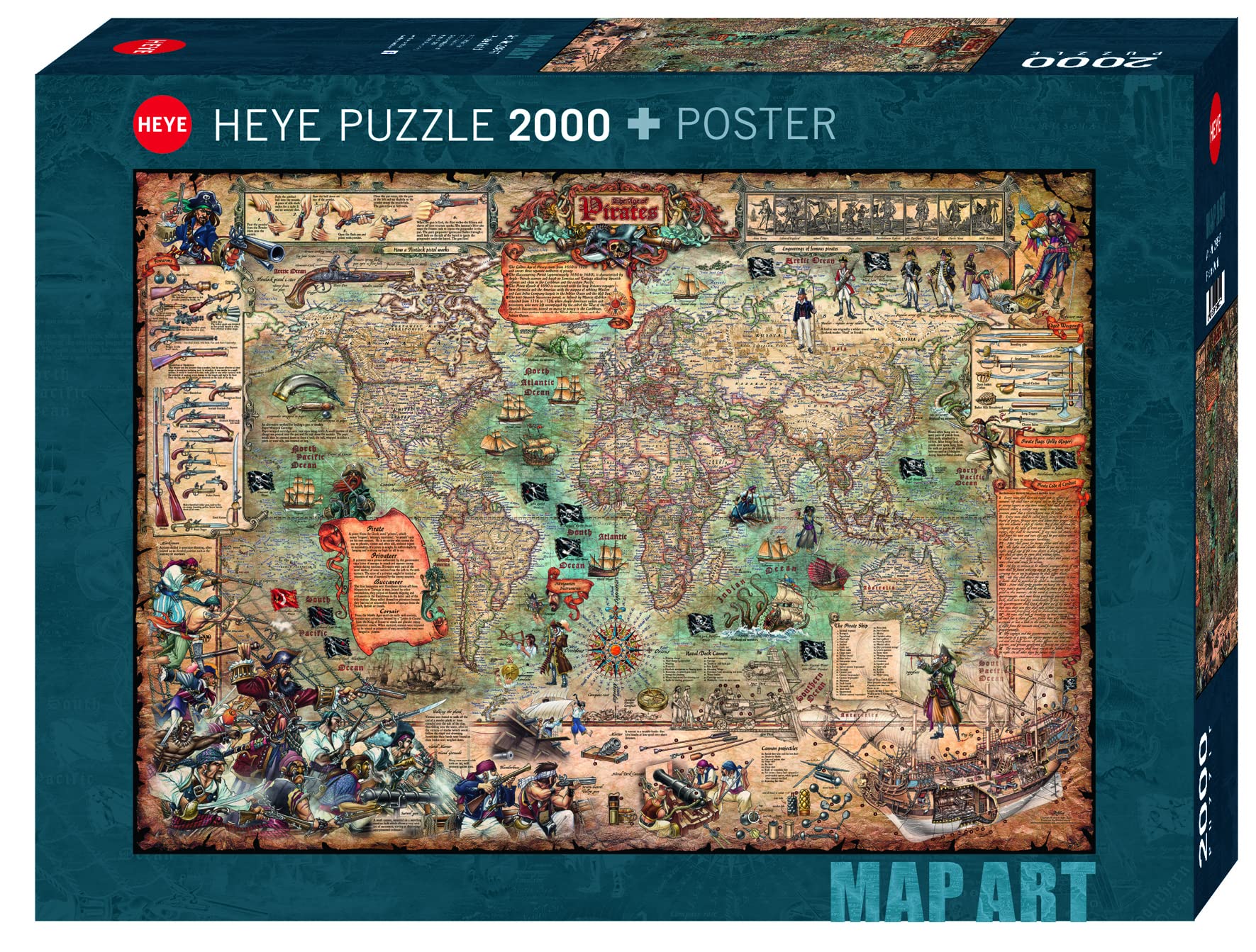 HEYE 2000 Piece Jigsaw Puzzle - Pirate World by Rajko Zigic (29847) | Challenging Adult Puzzle for Home Decor & Family Game Night