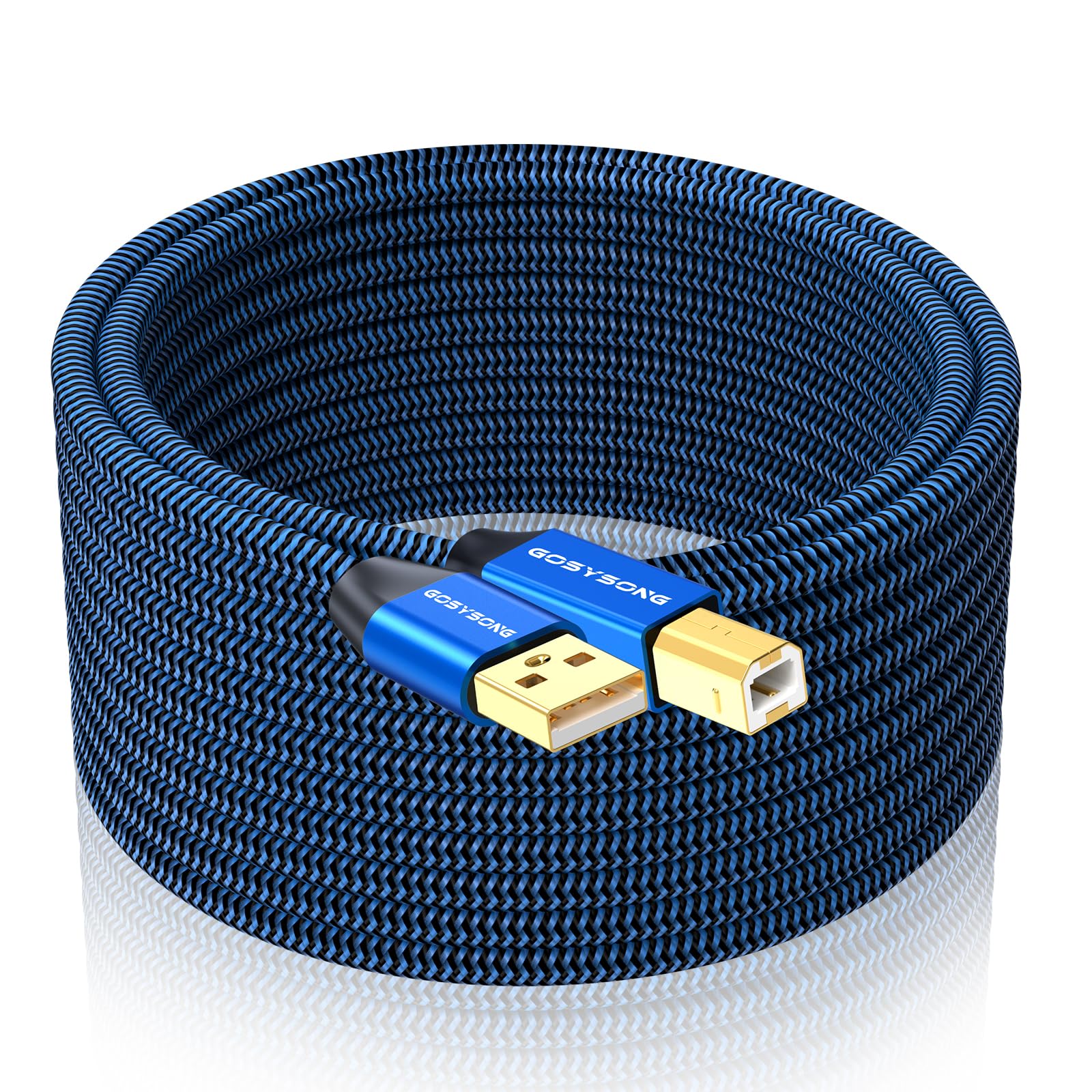 20ft USB 2.0 Printer Cable - High Speed A to B Cord for HP, Canon, Dell, Epson, Xerox Printers - Durable Blue Cable for Office, Home & Studio Printing