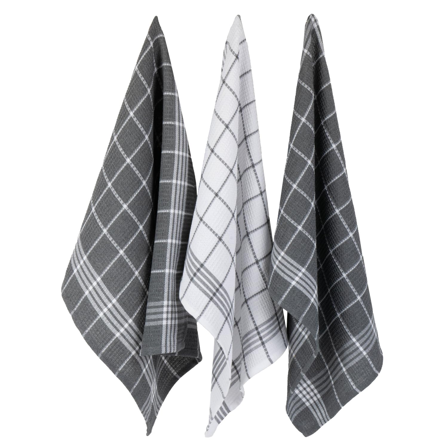 DII Waffle Weave 100% Cotton Kitchen Towel Set - 8-Piece Gray Bath & Kitchen Linens for Cooking, Baking & Home Decor