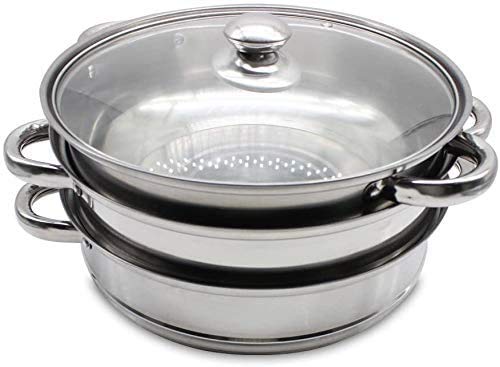 3-Tier Stainless Steel Steamer Pot - 11 Inch Induction-Compatible Food Steamer with Glass Lid - Perfect for Dim Sum, Vegetables & Seafood - Ideal for Home Kitchen & Asian Cooking