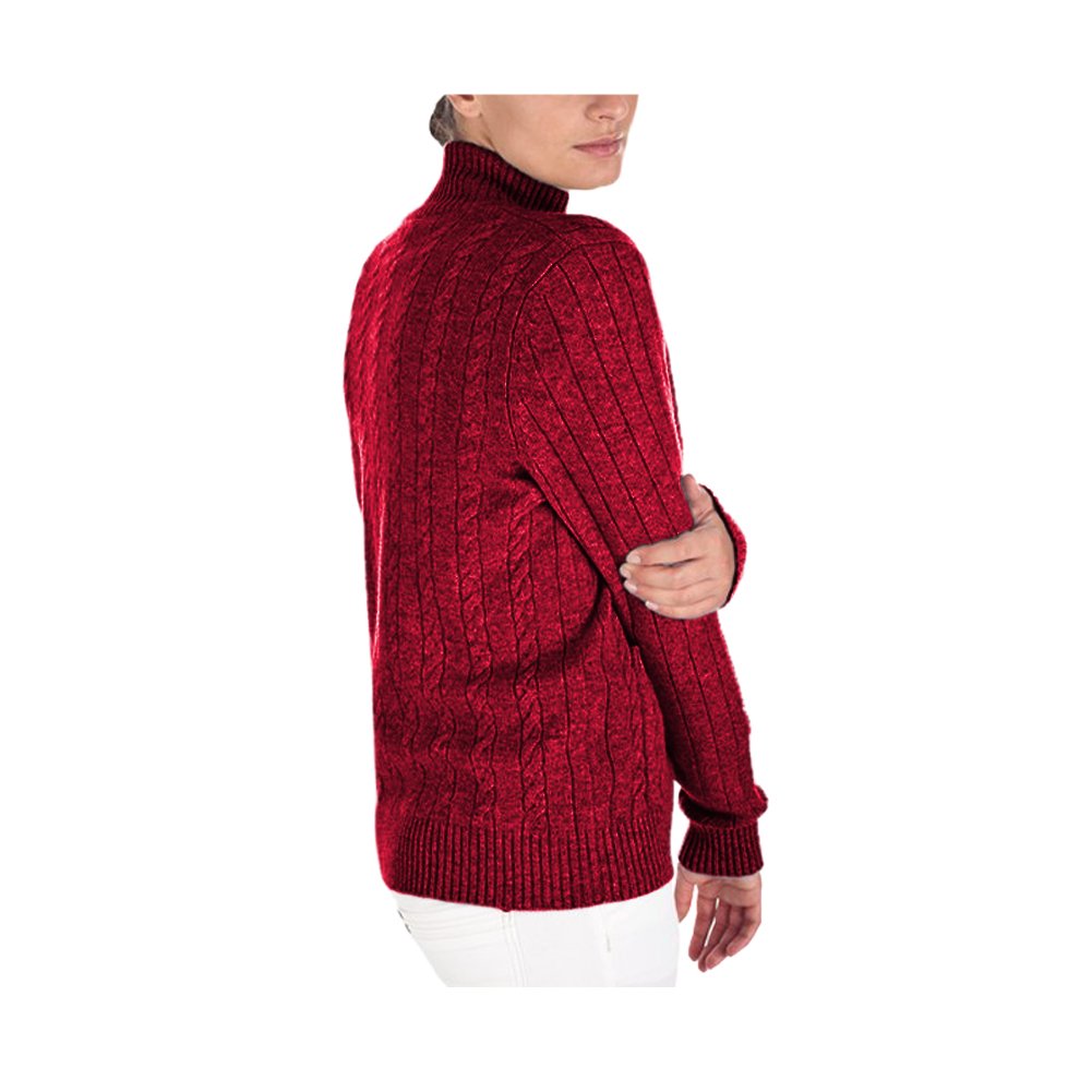 Parisbonbon Women's 100% Cashmere Mock Neck Cardigan Sweater - Dark Red, Size 5X - Cozy Winter Wear for Office & Casual Outfits