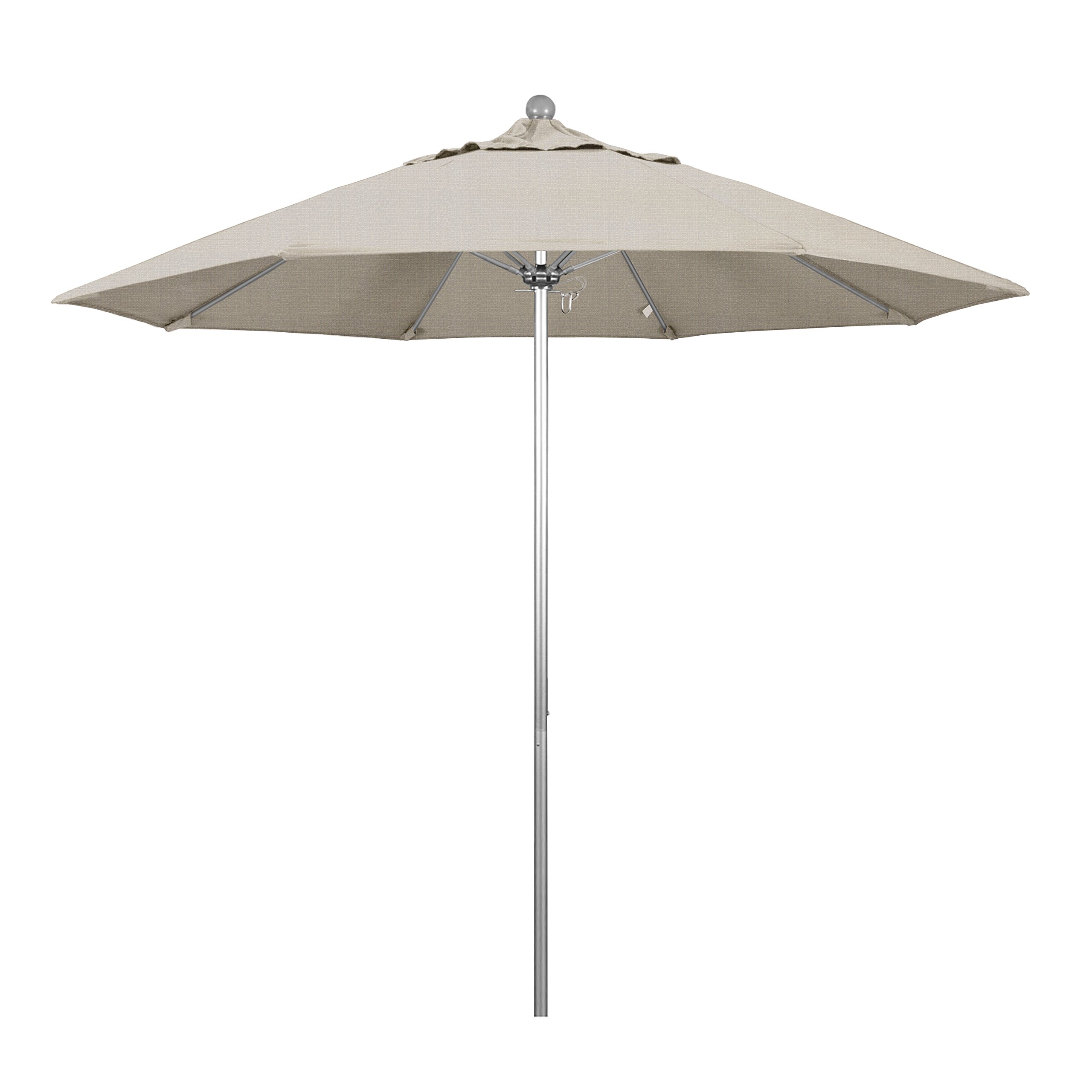 California Umbrella 9' Round Outdoor Patio Umbrella - Aluminum & Fiberglass Frame, Push Button Open, Silver Pole with Durable Olefin Fabric - Perfect for Poolside, Backyard, and Garden Relaxation